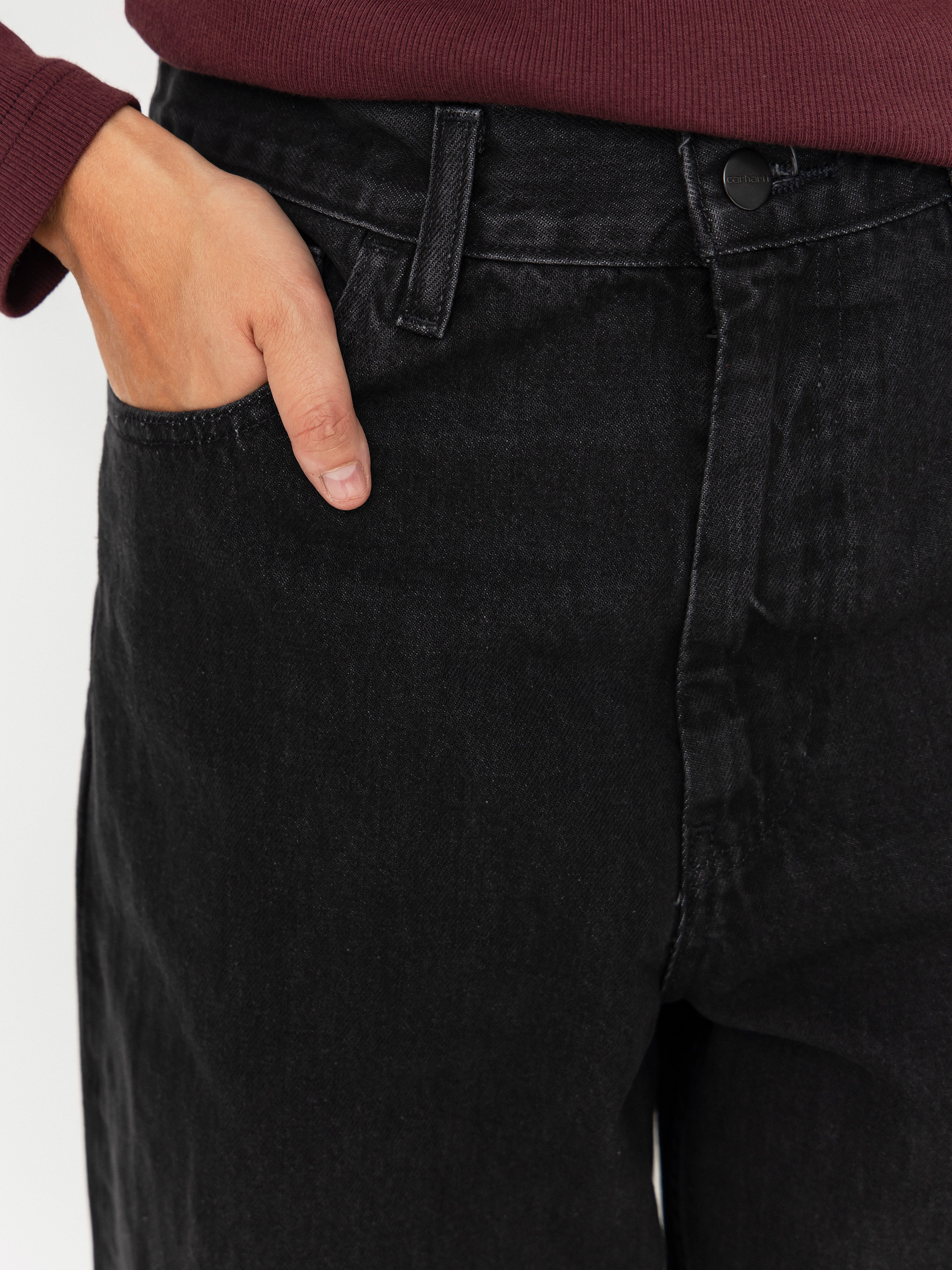 Nohavice Carhartt WIP Brandon Wmn (black/stone washed)