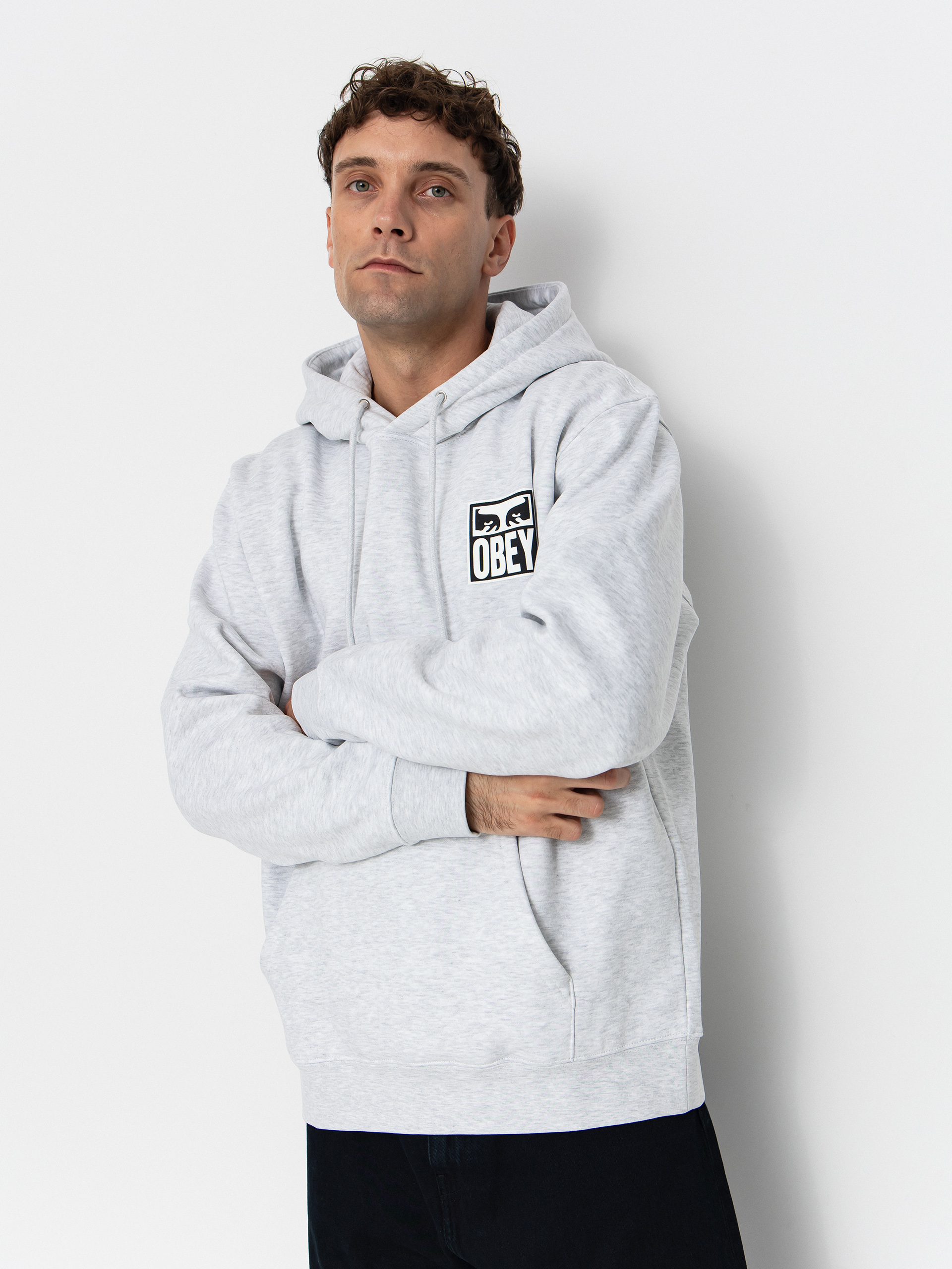 Mikina s kapucňou OBEY Obey Eyes Icon HD (heather grey)