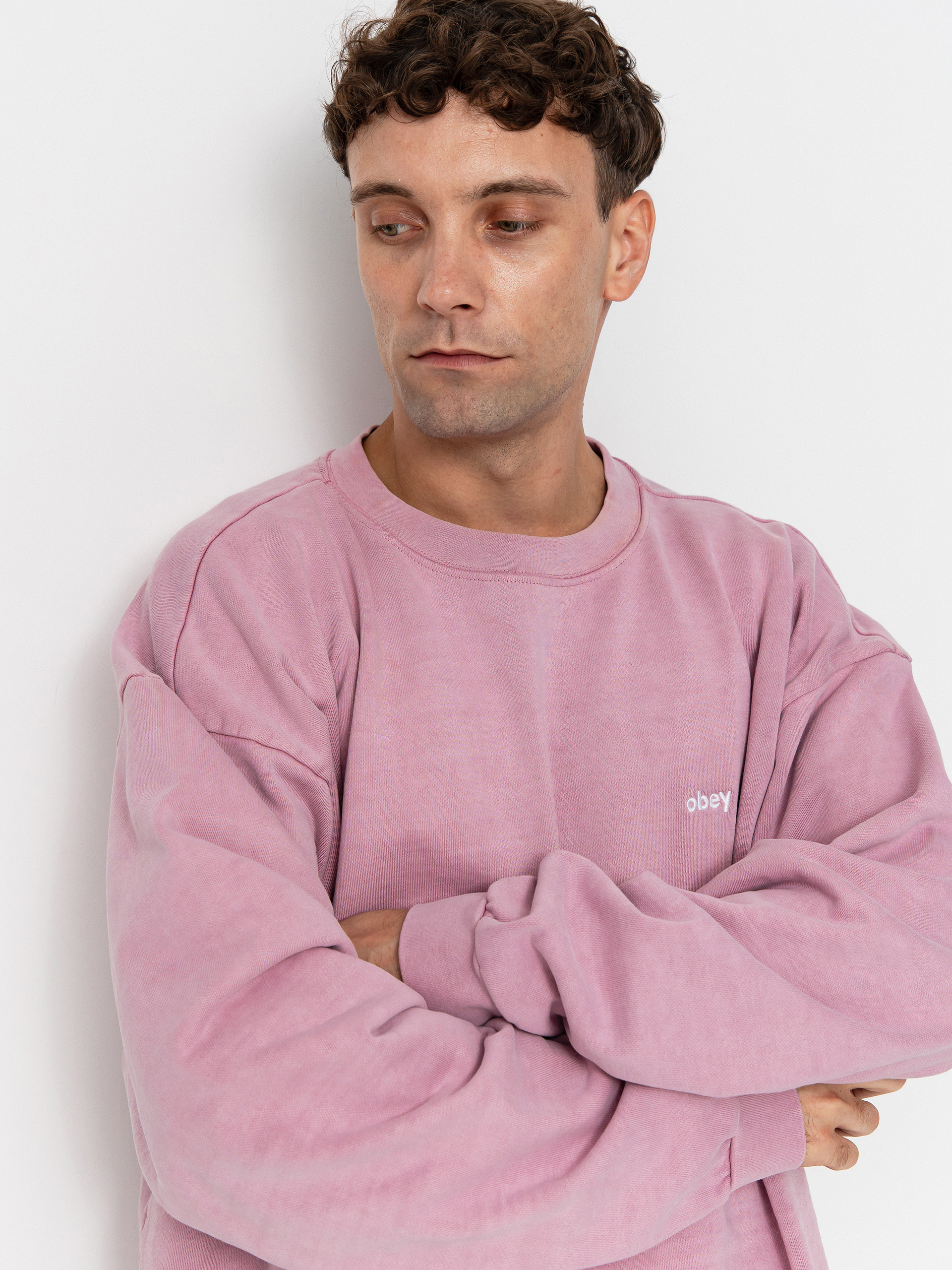 Mikina OBEY Lowercase Pigment Crew (pigment lilac)