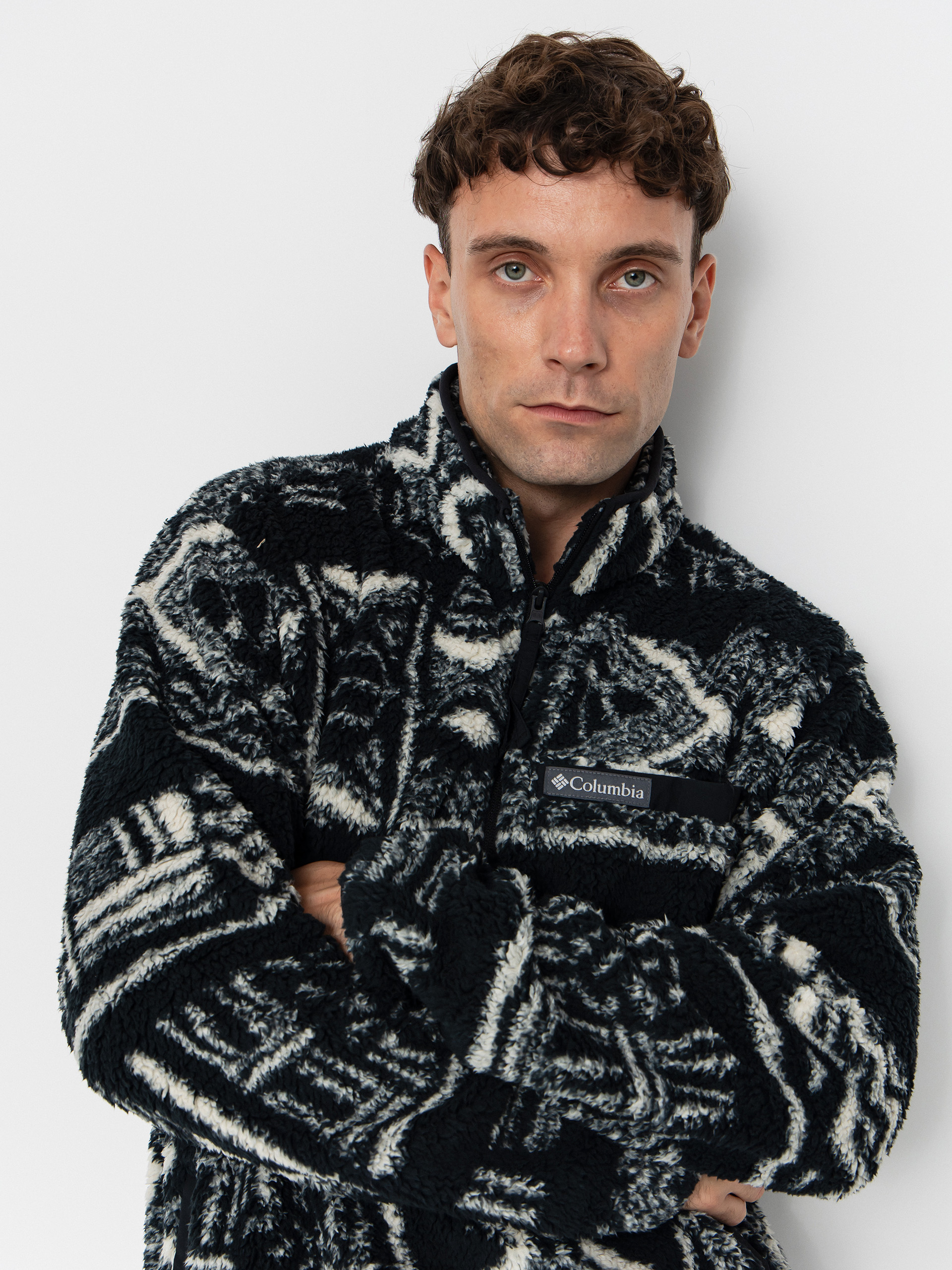 Pánsky Flísová mikina Columbia Rugged Ridge High Pile Half Zip (black deschutes days)