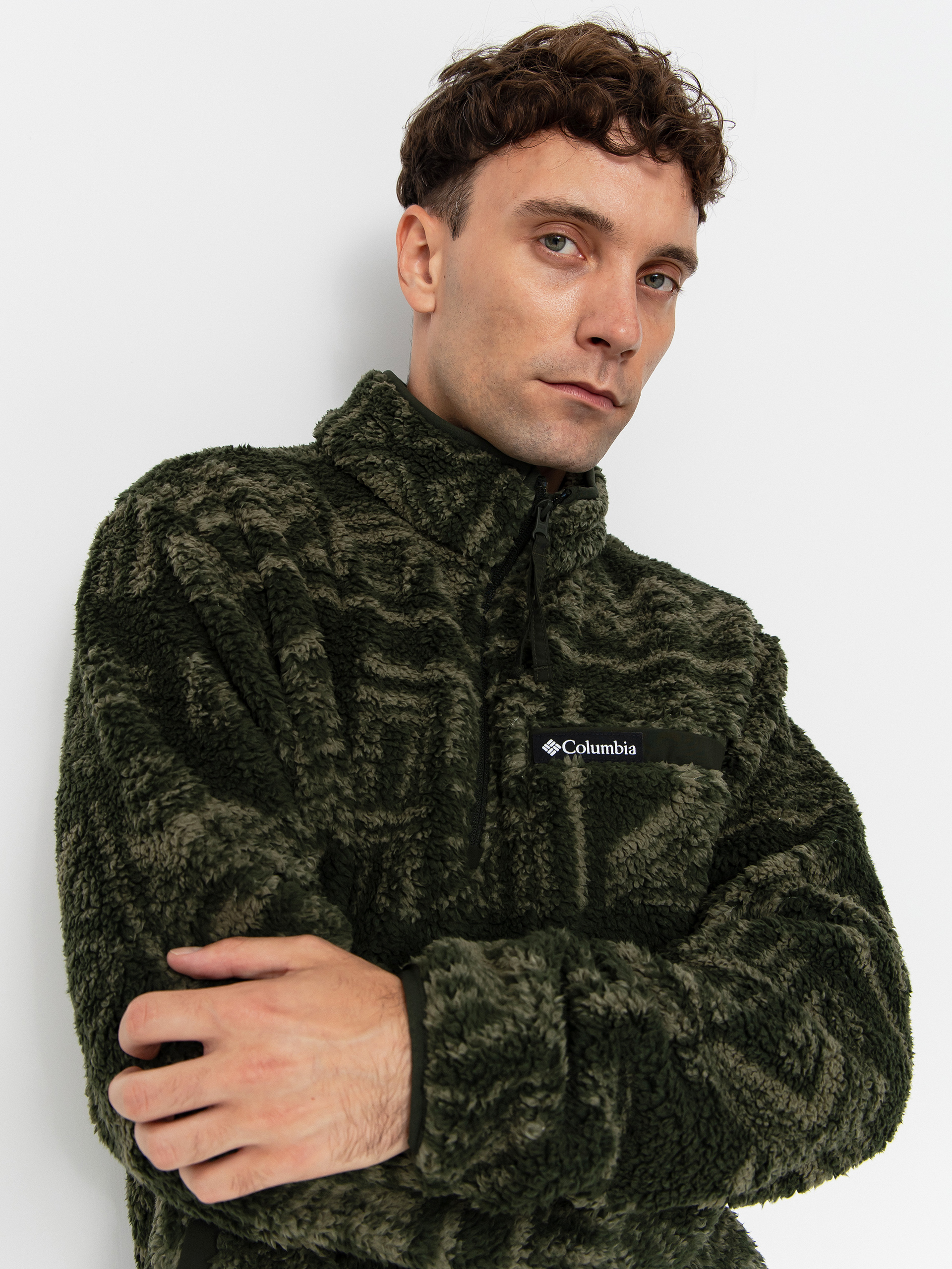 Pánsky Flísová mikina Columbia Rugged Ridge High Pile Half Zip (greenscape deschutes days)