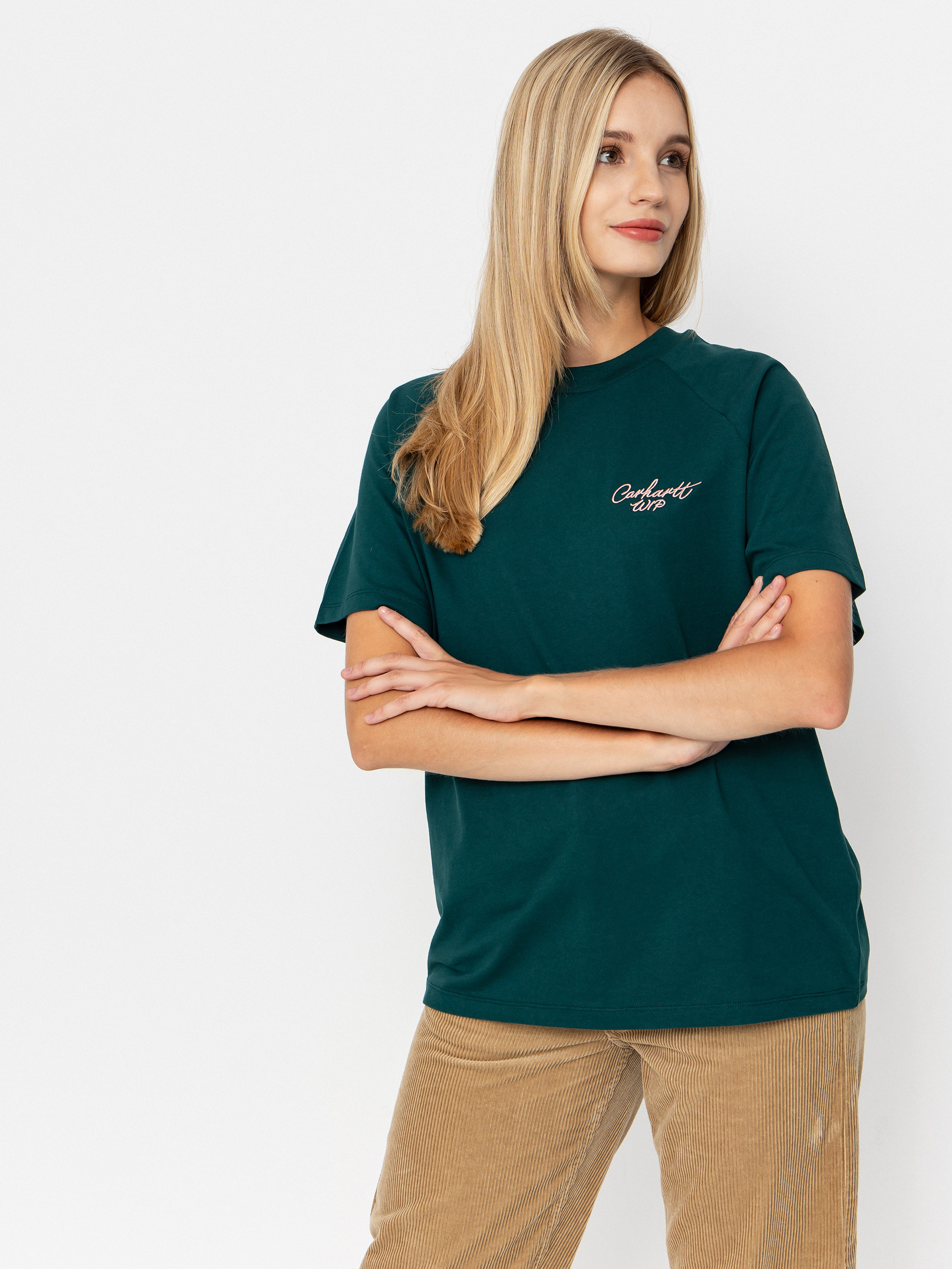 Tričko Carhartt WIP Signature Wmn (dark fir/glassy pink)