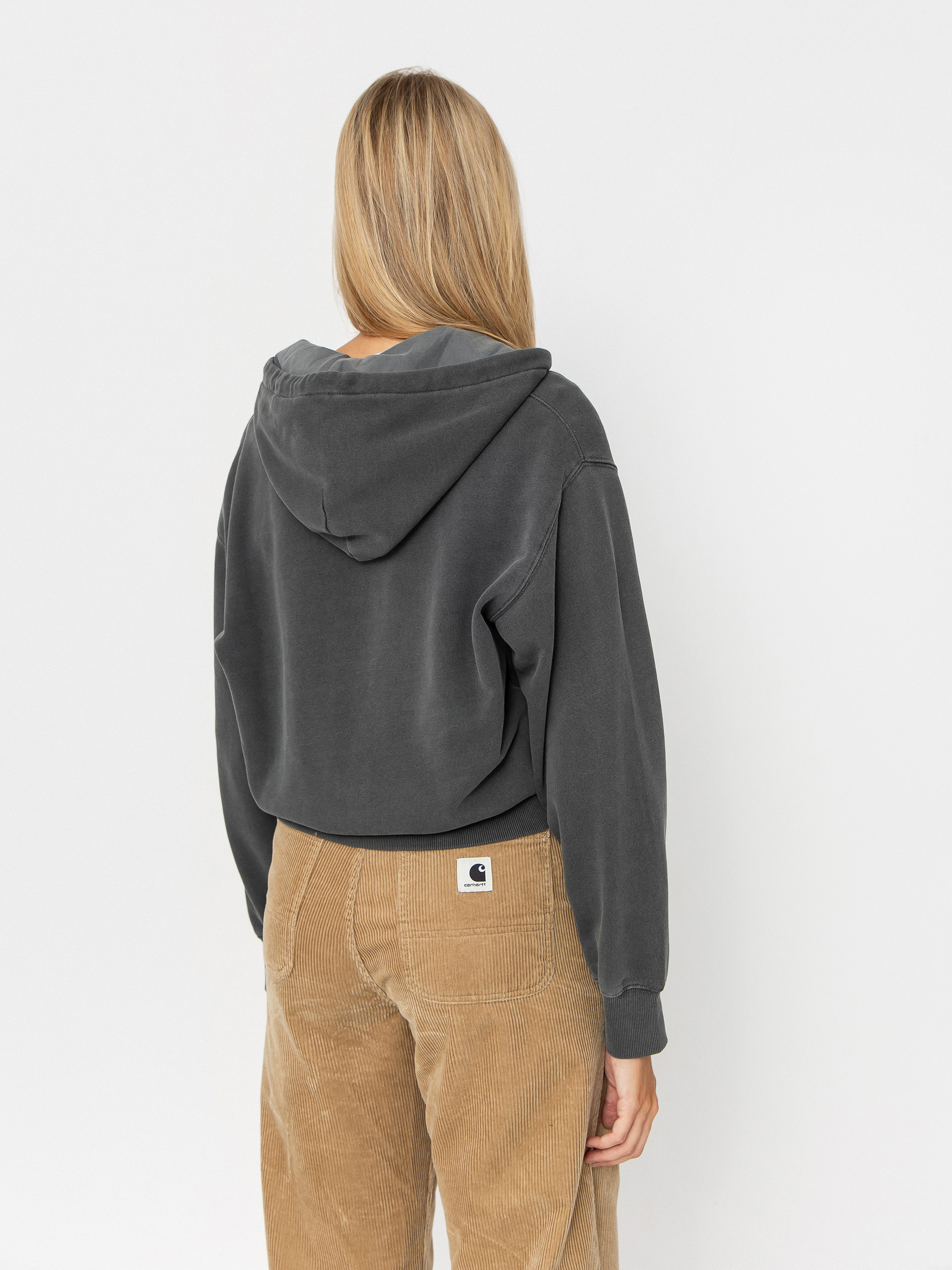 Mikina s kapucňou Carhartt WIP Nelson ZHD Wmn (black/garment dyed)