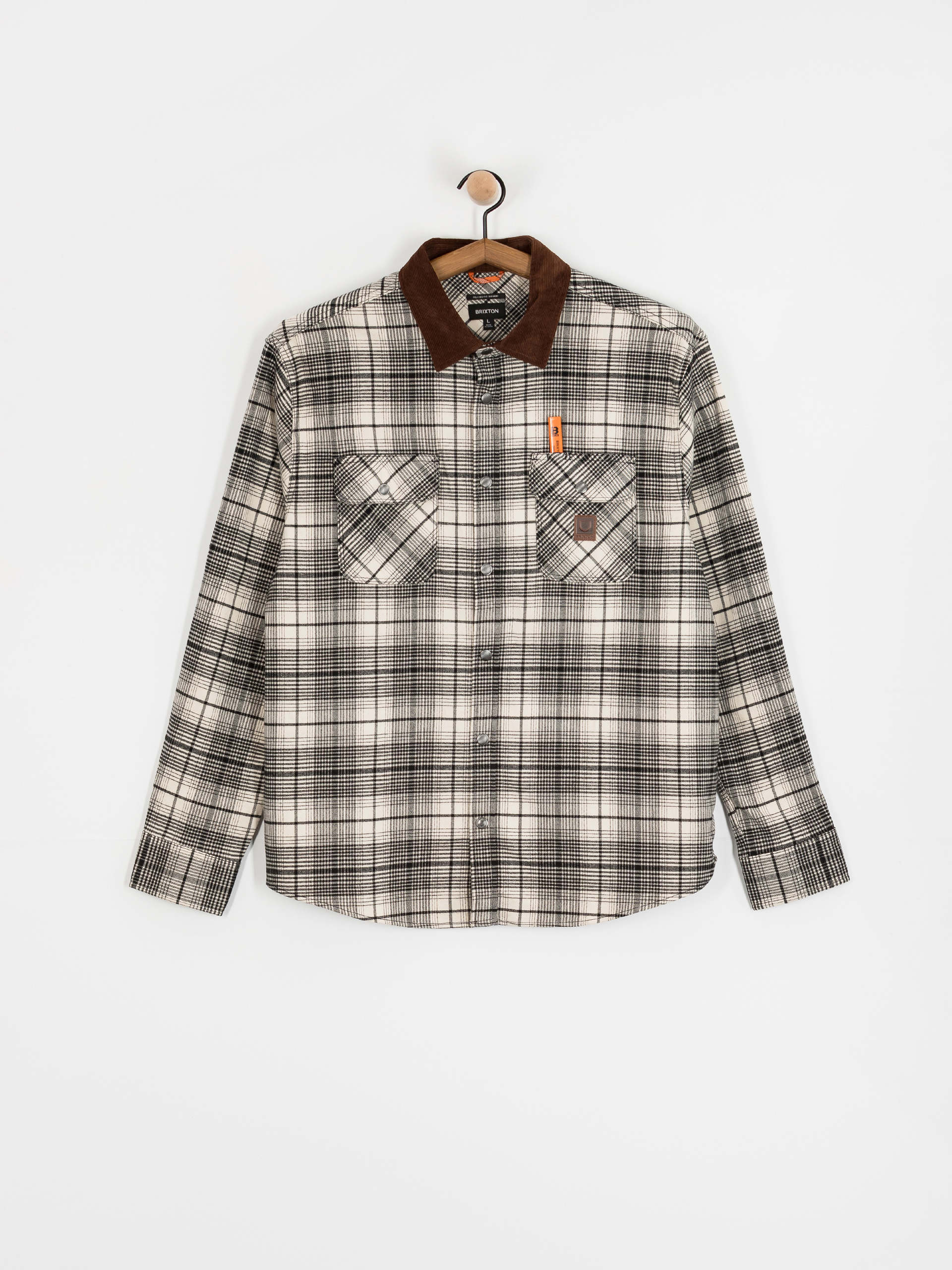 Košeľa Brixton Builders Bowery Perf Flannel (off white/black)