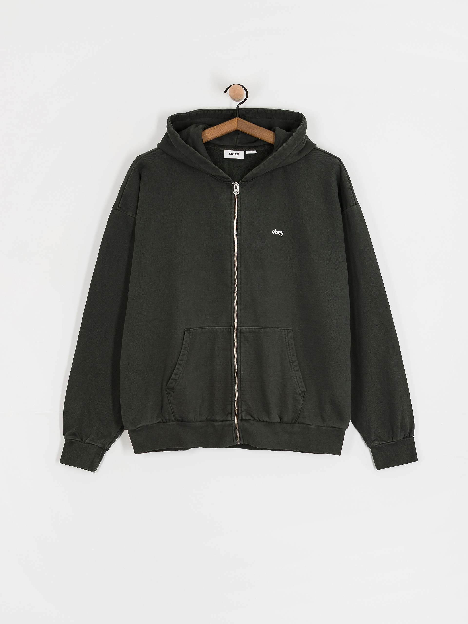 Mikina s kapucňou OBEY Lowercase Pigment ZHD (pigment pirate black)