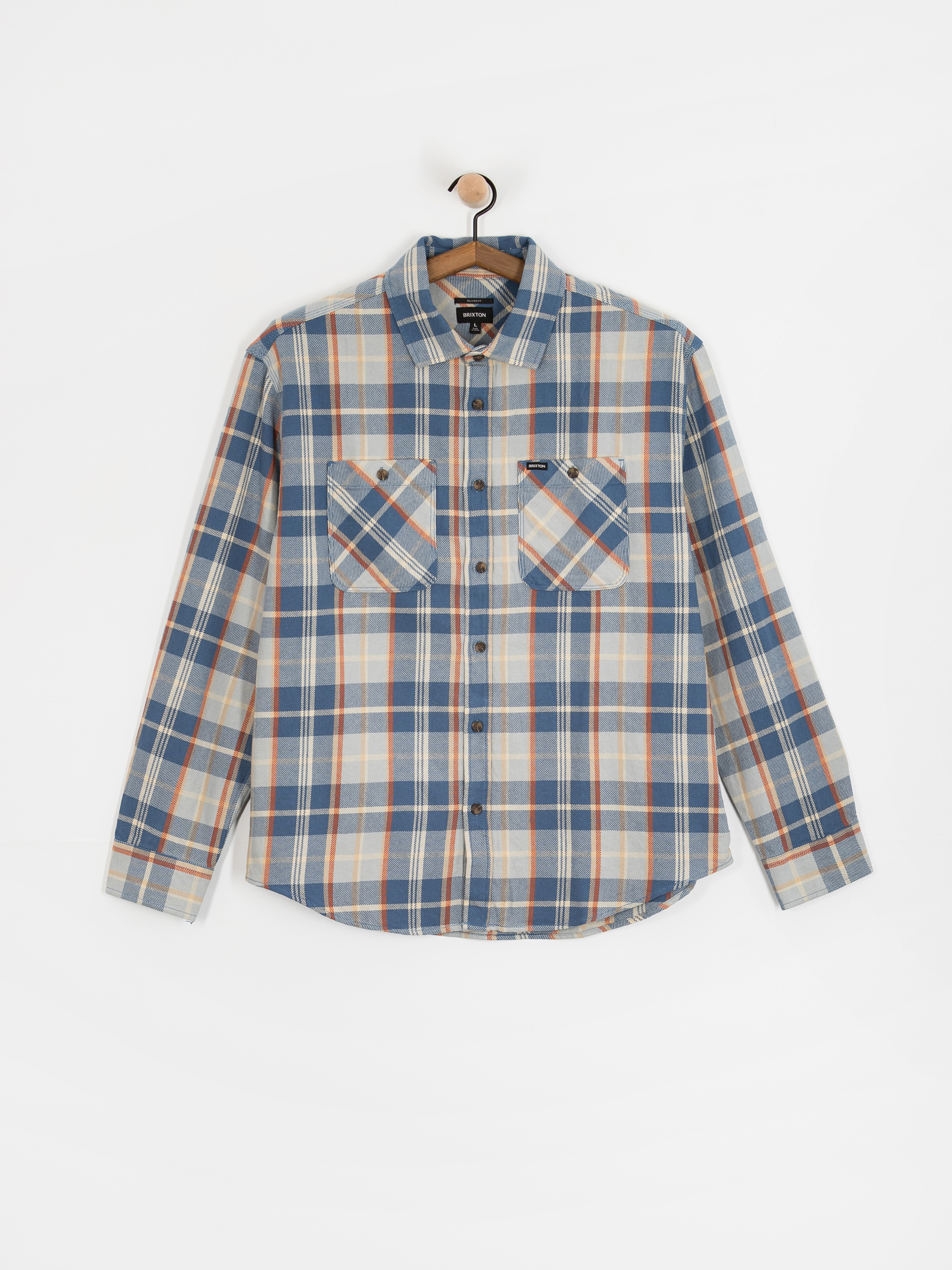 Košeľa Brixton Vintage Wash Flannel (blue/soft blue/orange)