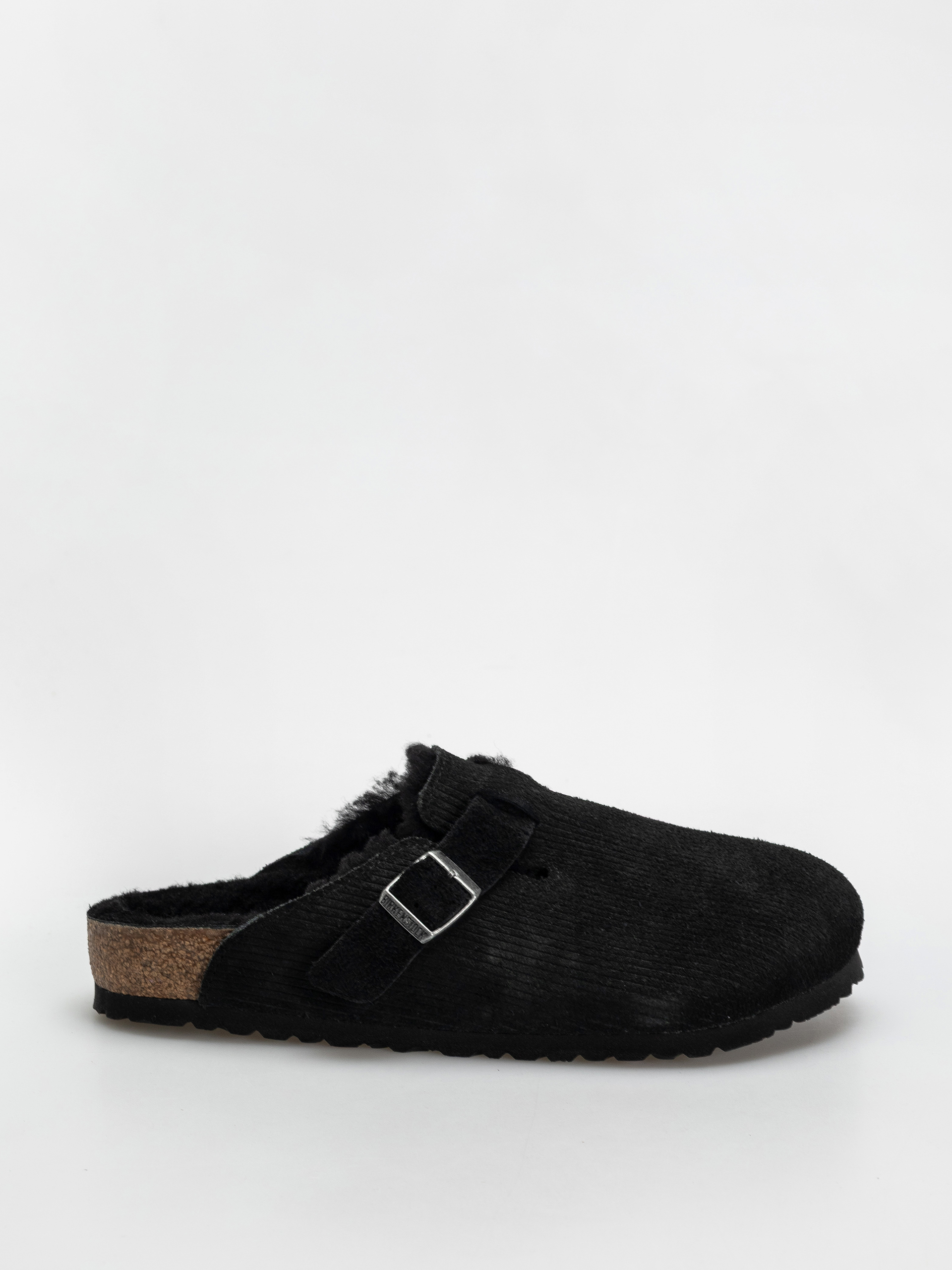 Šľapky Birkenstock Boston VL Fell Suede Leather Fur Regular Wmn (corduroy black)