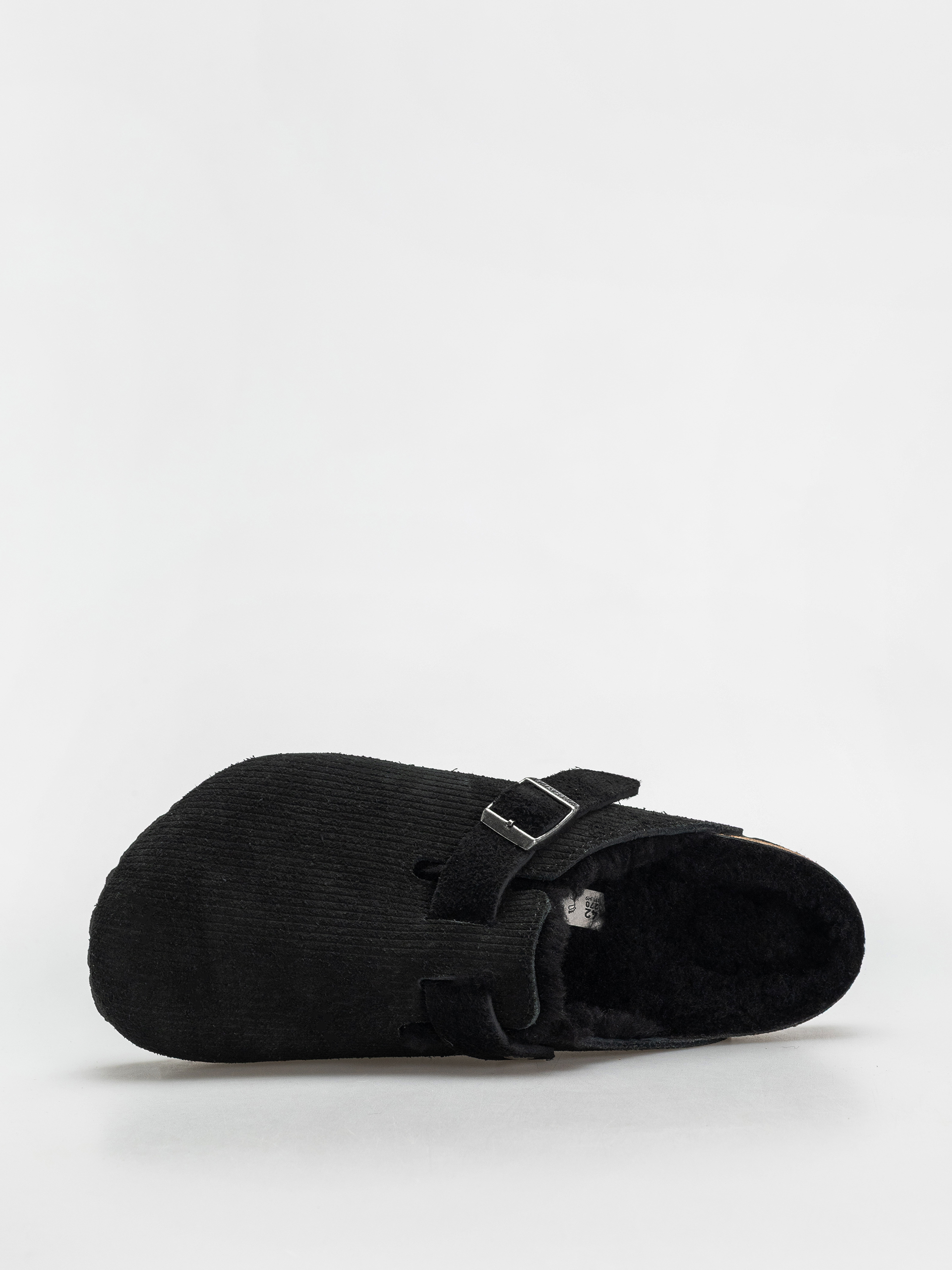 Šľapky Birkenstock Boston VL Fell Suede Leather Fur Regular Wmn (corduroy black)