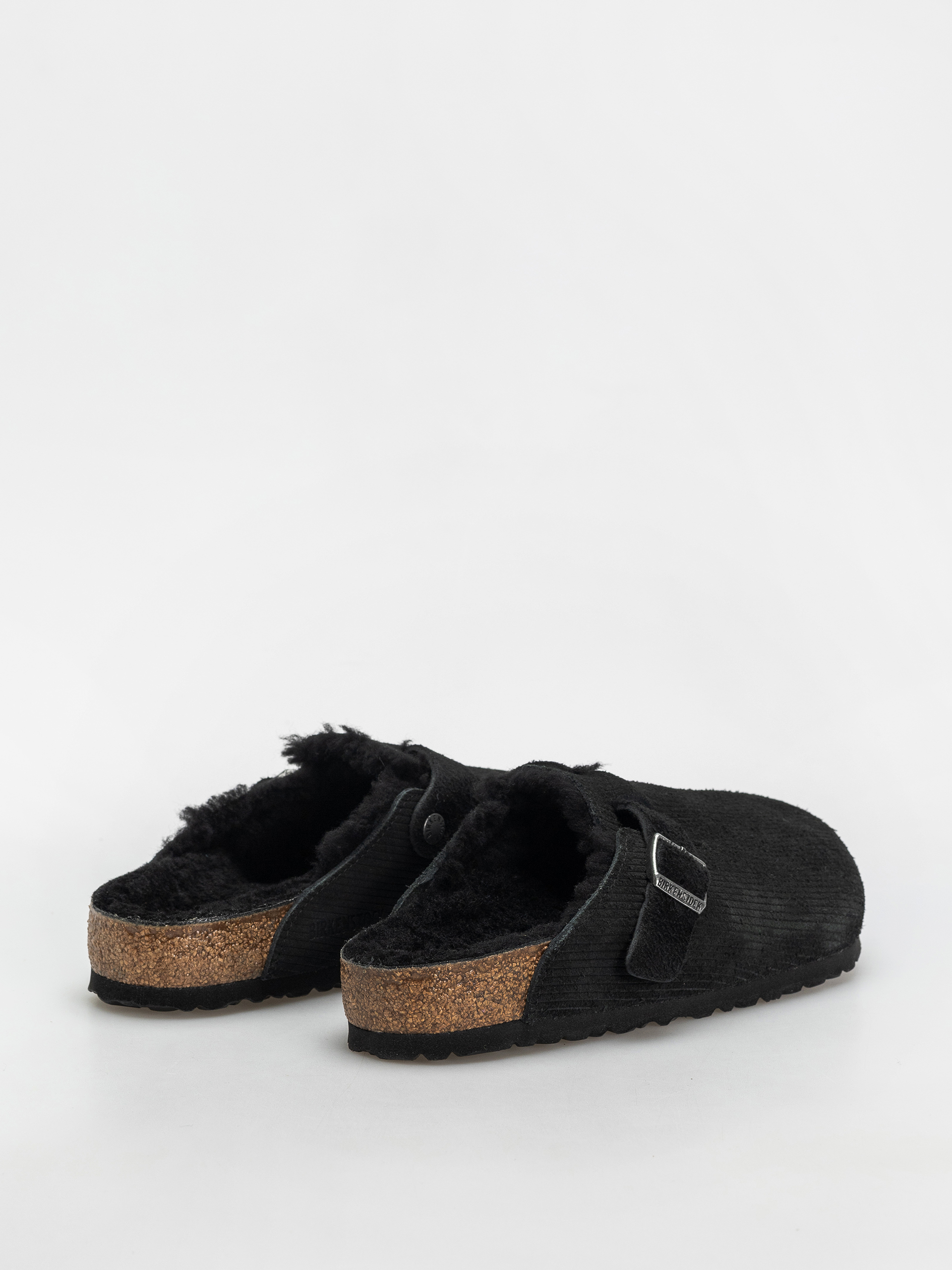 Šľapky Birkenstock Boston VL Fell Suede Leather Fur Regular Wmn (corduroy black)