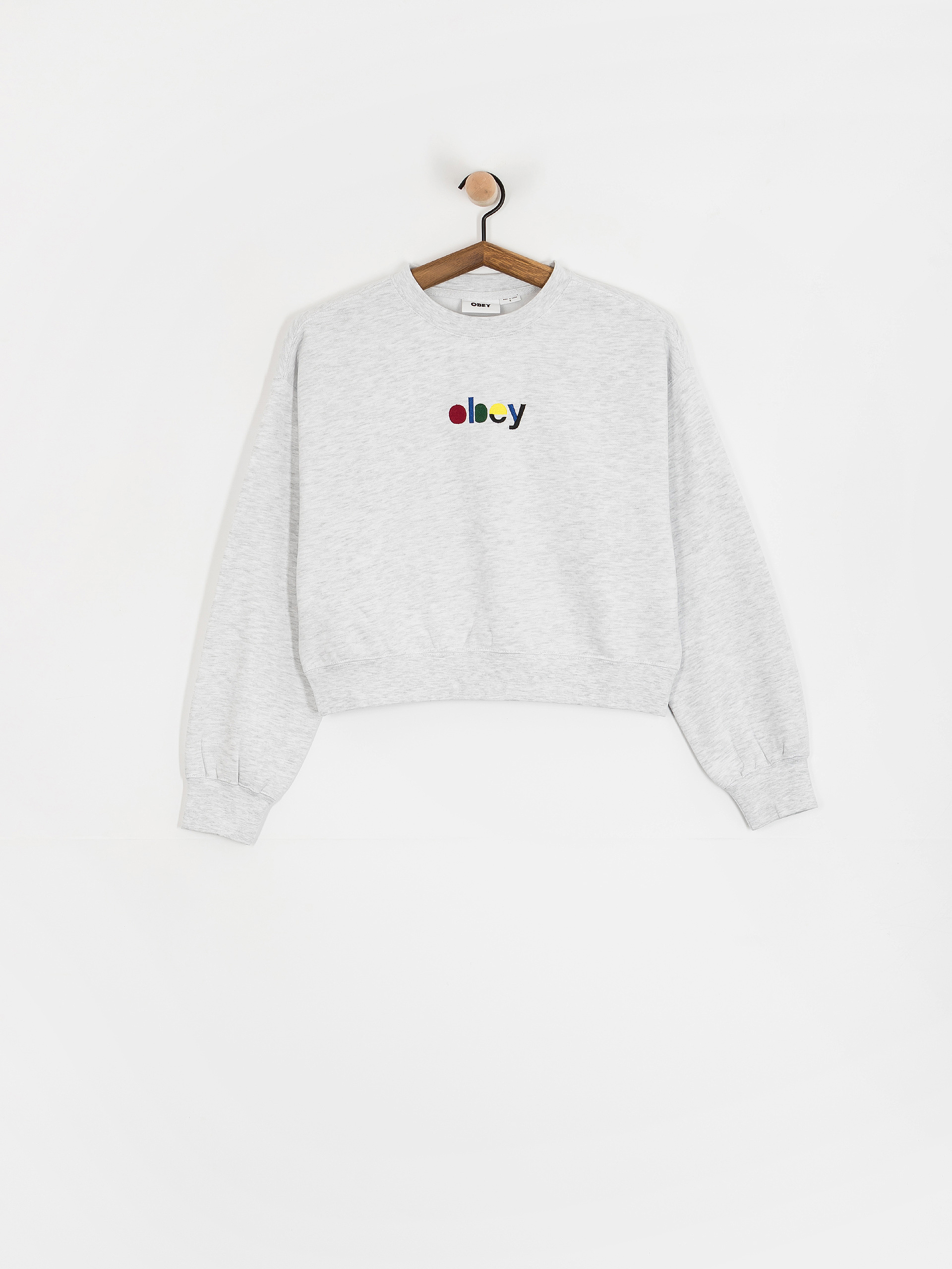Mikina OBEY Blocks Cropped Crew Wmn (ash grey)