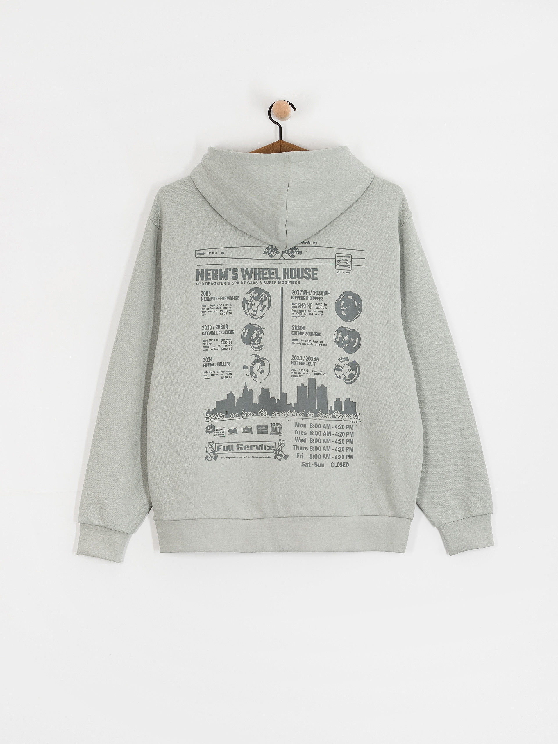 Mikina s kapucňou RipNDip Nerm On Wheels HD (grey)