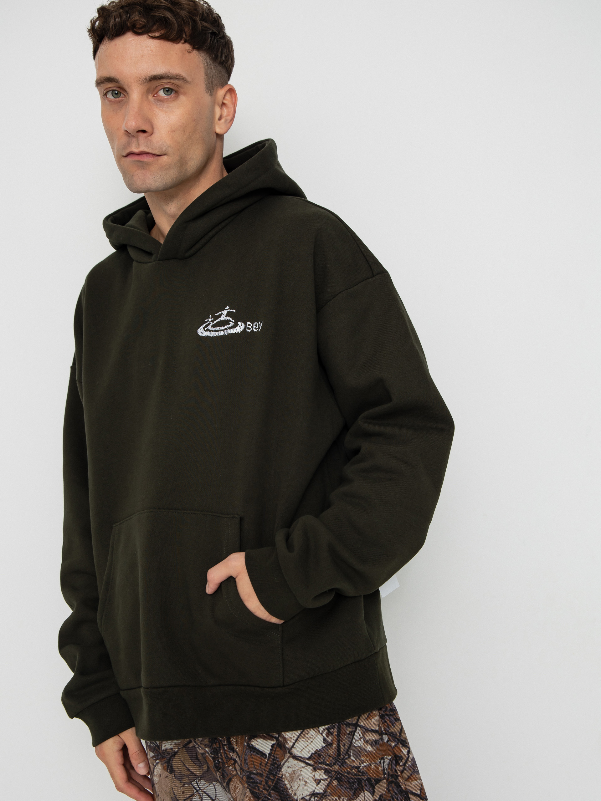 Mikina s kapucňou OBEY Corp Extra Heavy HD (rosin)