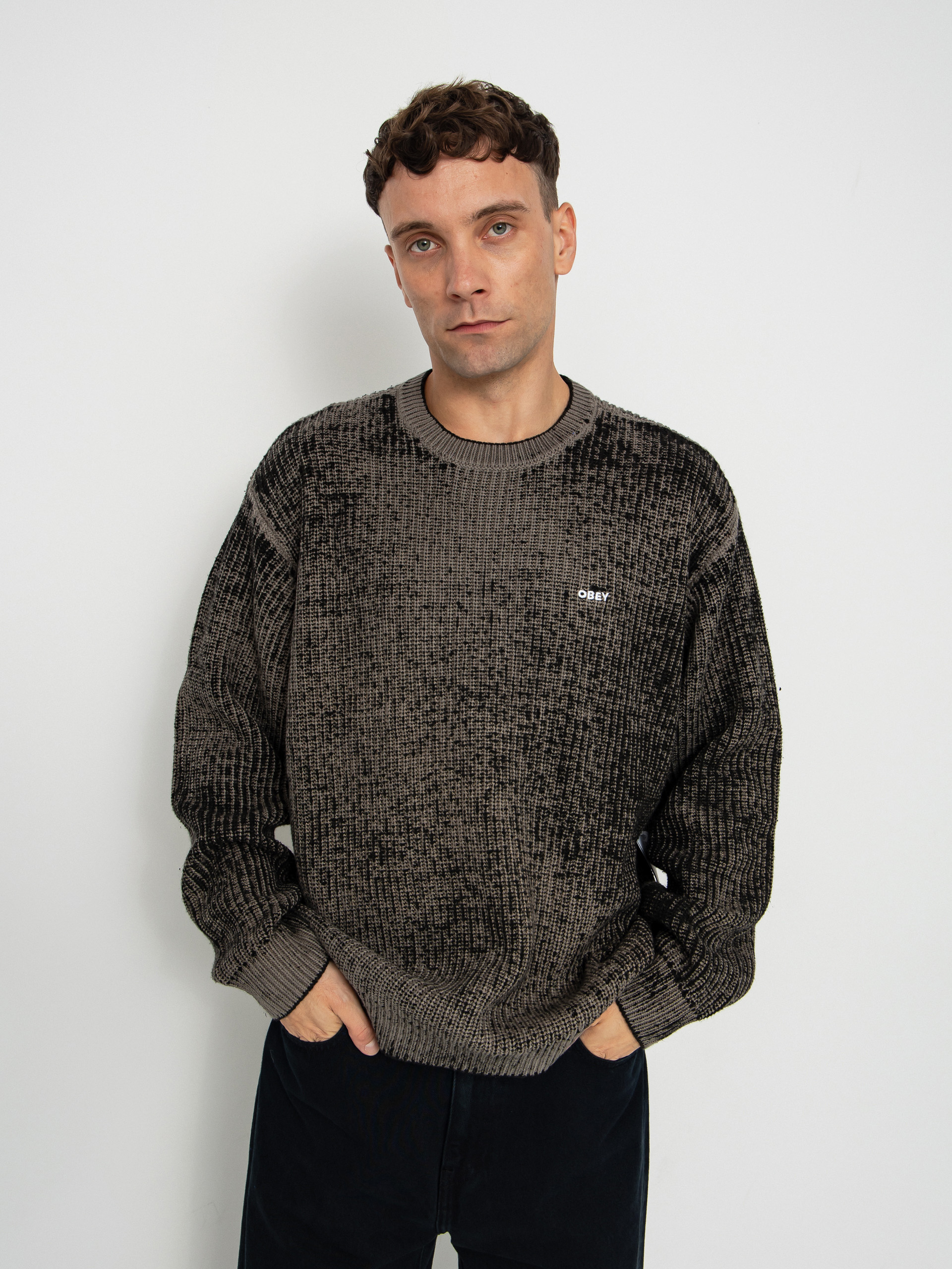 Sveter OBEY Obey Spray Effect Sweater (black multi)