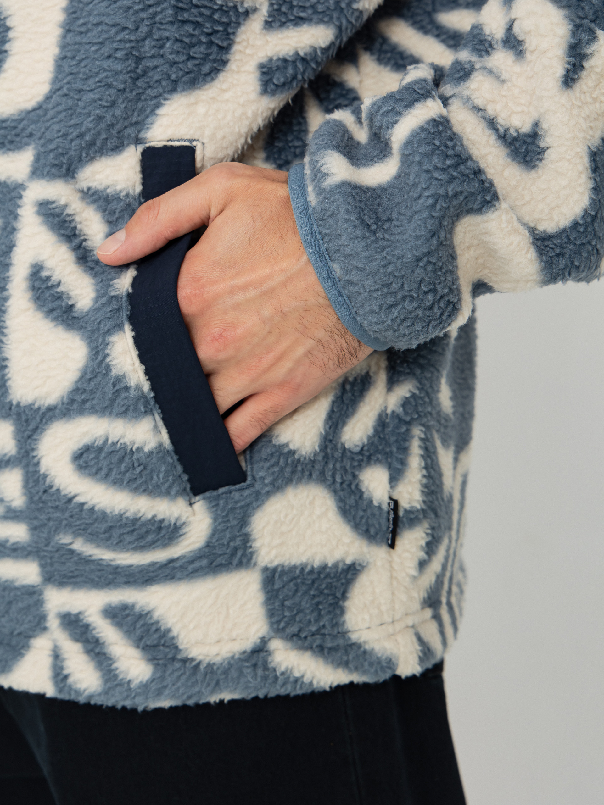 Pánsky Flísová mikina Quiksilver Clean Coast FZ (china blue desert checker)