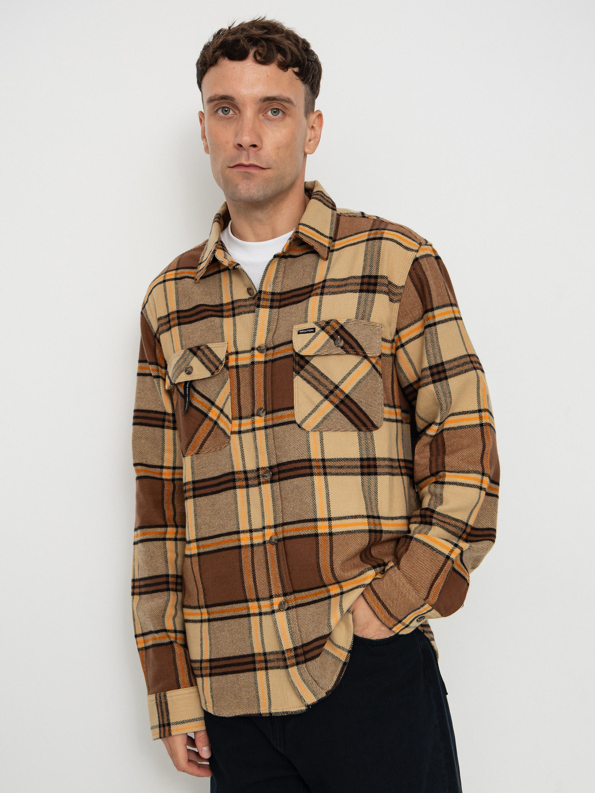 Kou0161eu013ea Brixton Bowery Flannel (sand/pinecone/solar orange)