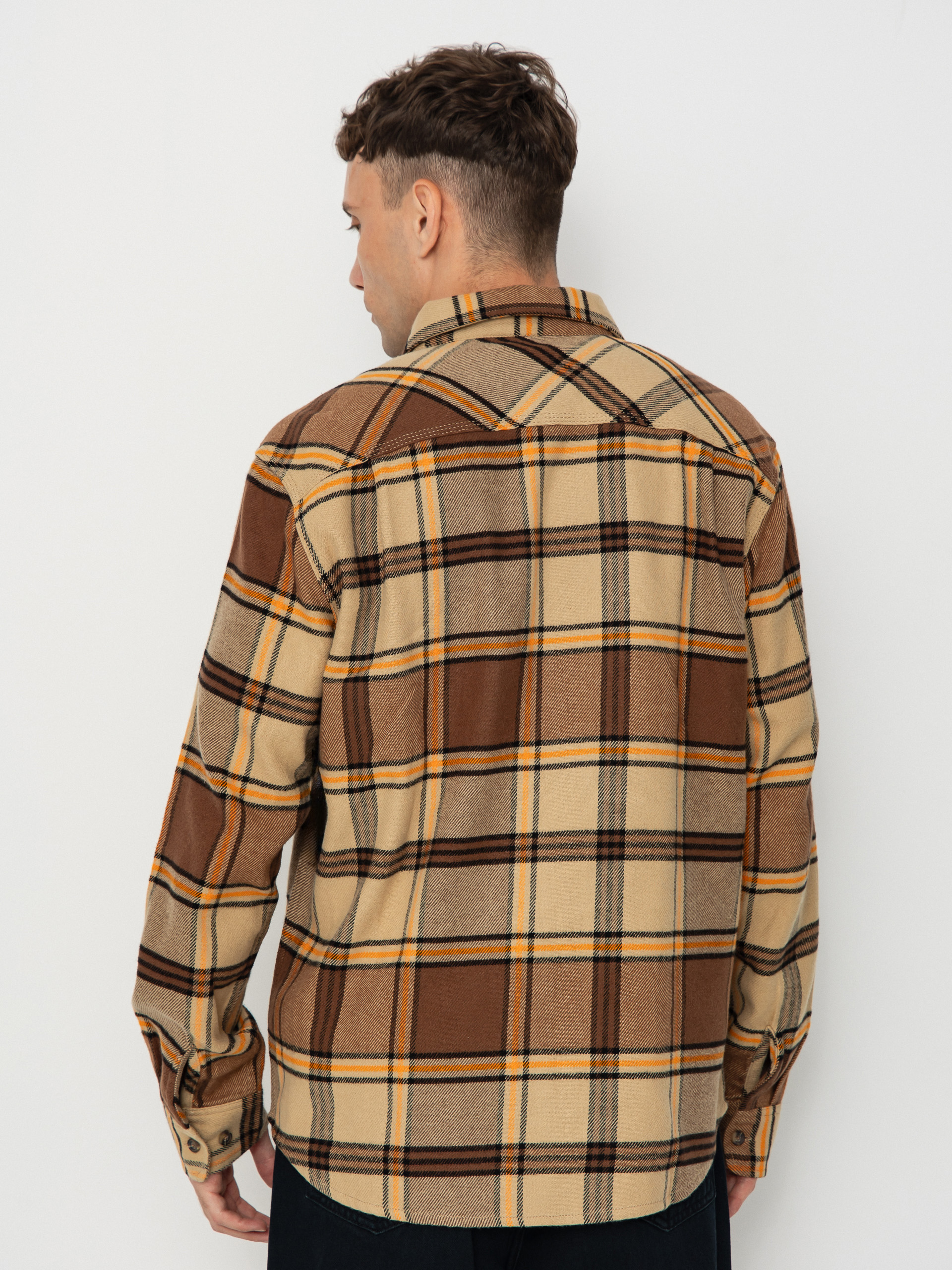 Košeľa Brixton Bowery Flannel (sand/pinecone/solar orange)
