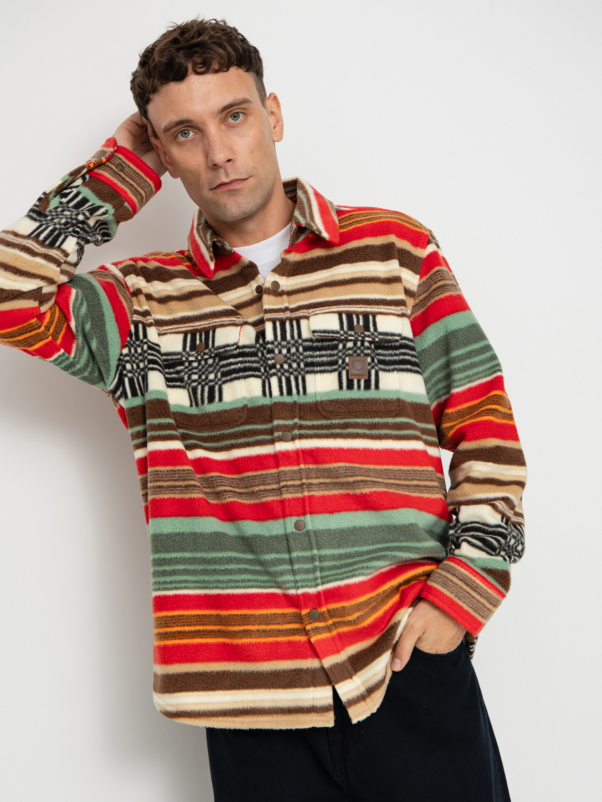 Kou0161eu013ea Brixton Bowery Arctic Stretch Flee (multi blanket stripe)