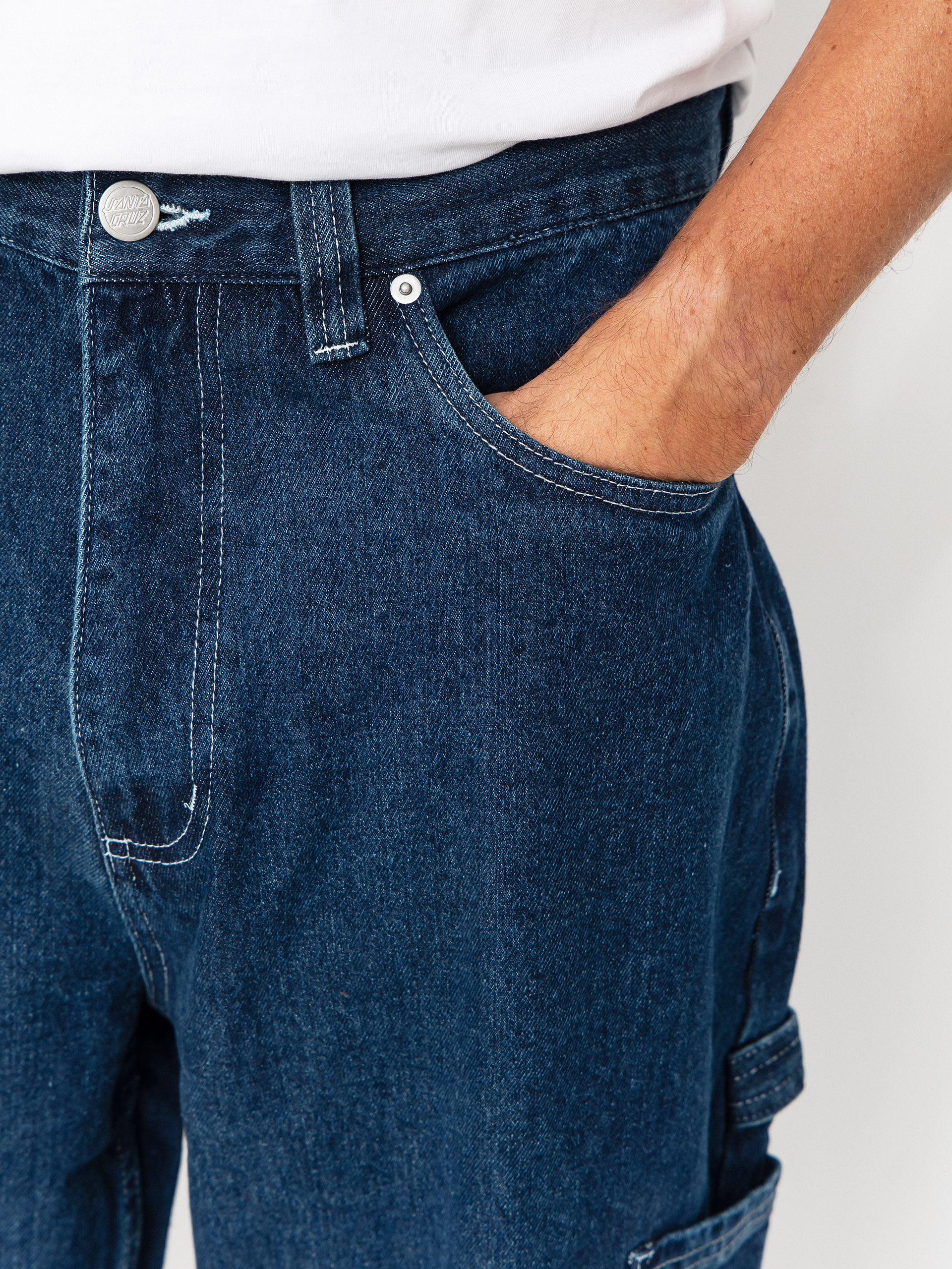 Nohavice Santa Cruz Carpenter (dark denim/white)