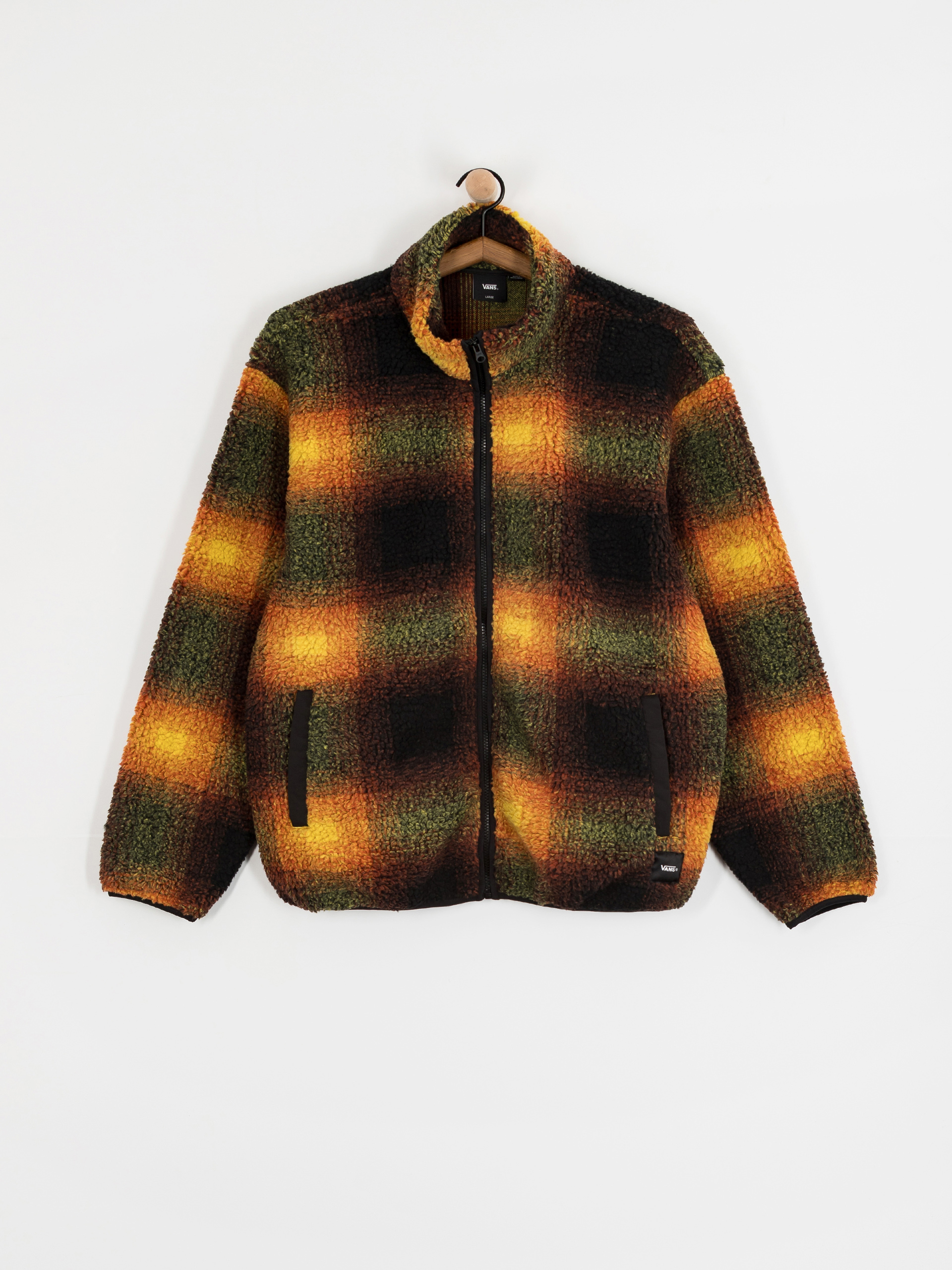 Pánsky Flísová mikina Vans Heights Sherpa Full Zip (black/herritage mustard)