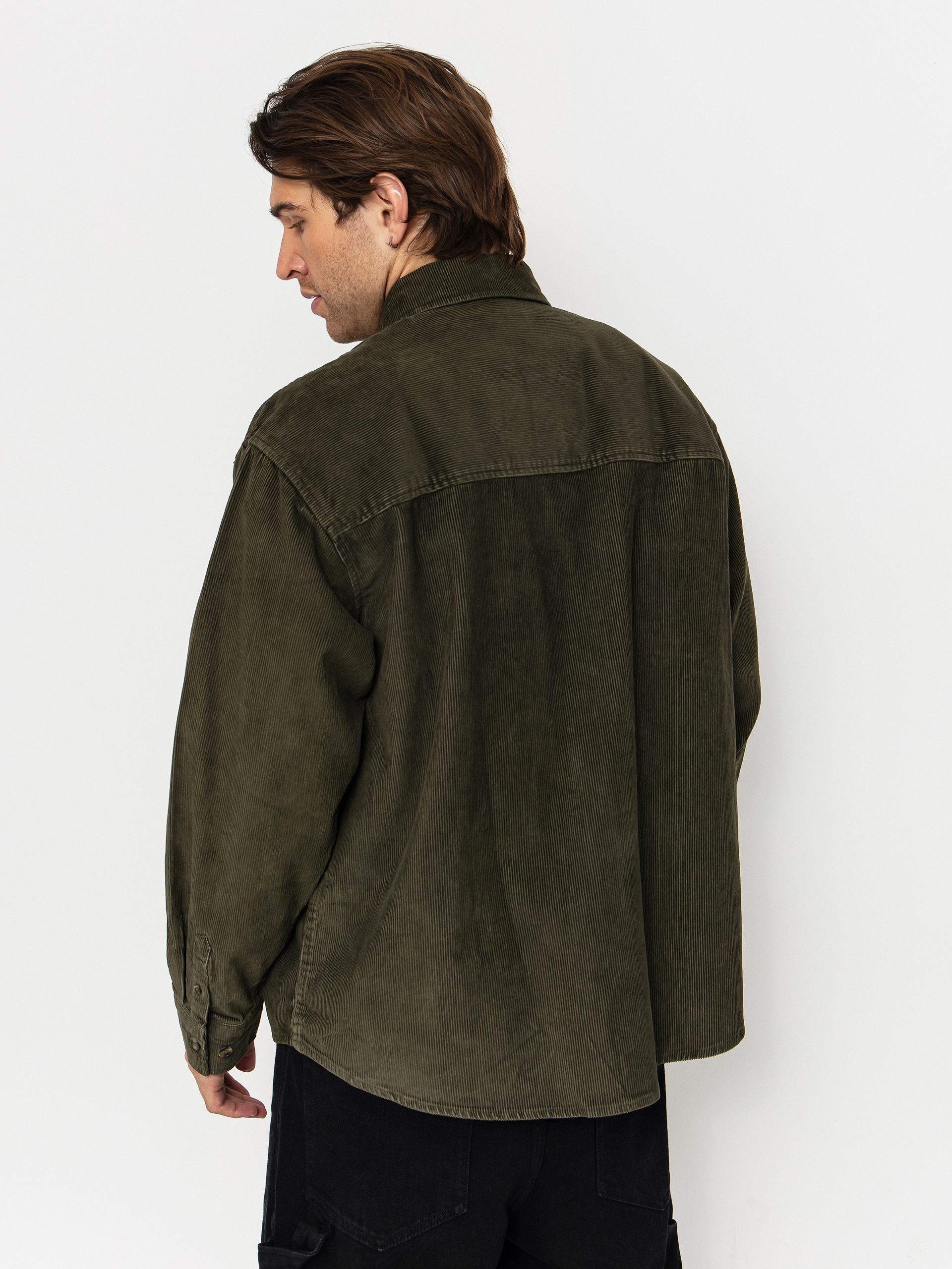 Košeľa OBEY Buckley Corduroy Woven (black olive faded wash)