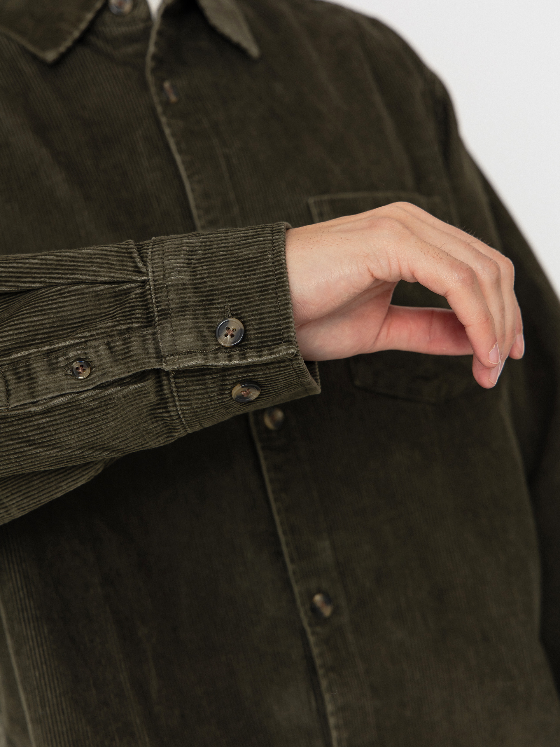 Košeľa OBEY Buckley Corduroy Woven (black olive faded wash)