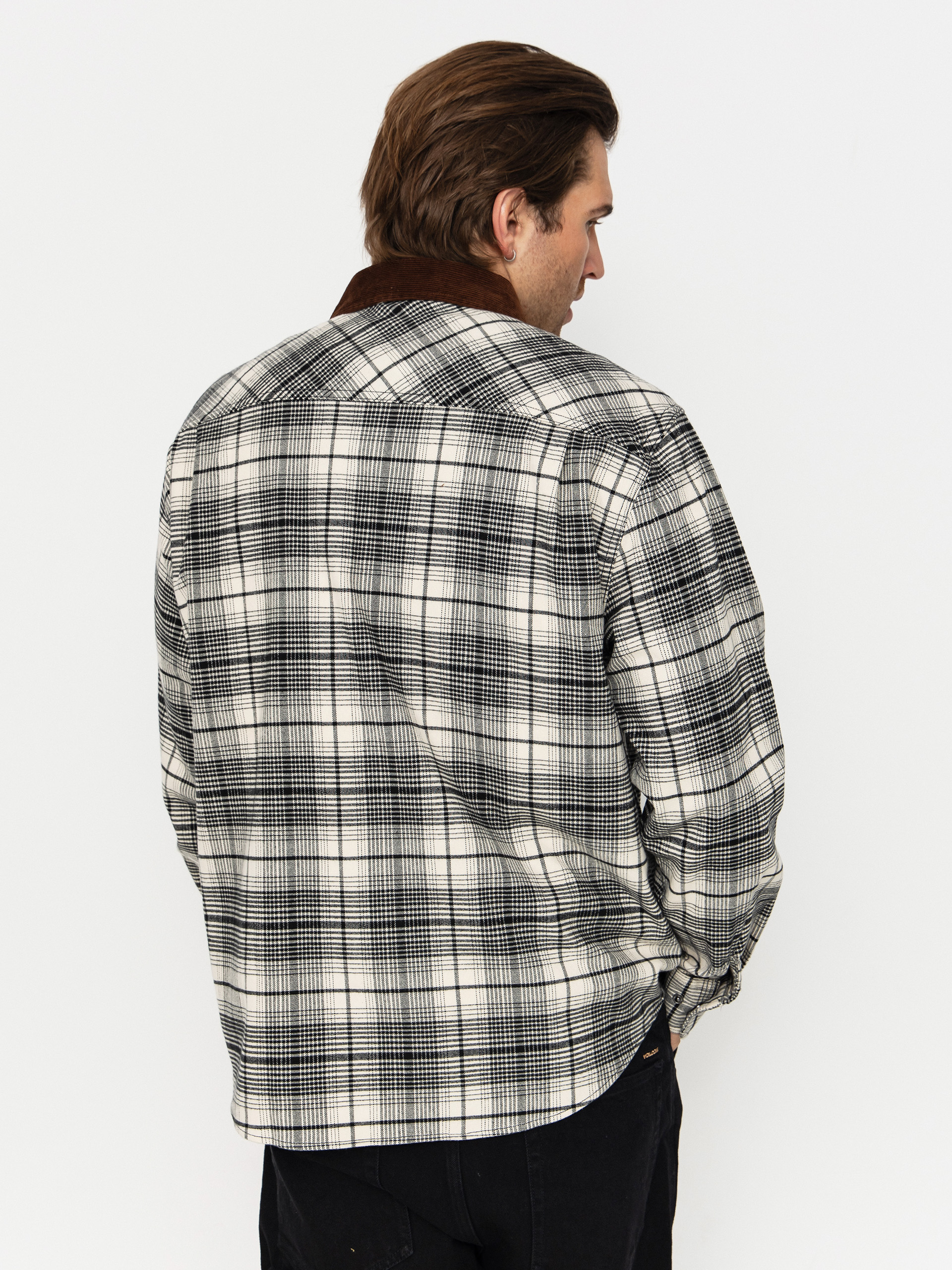 Košeľa Brixton Builders Bowery Perf Flannel (off white/black)