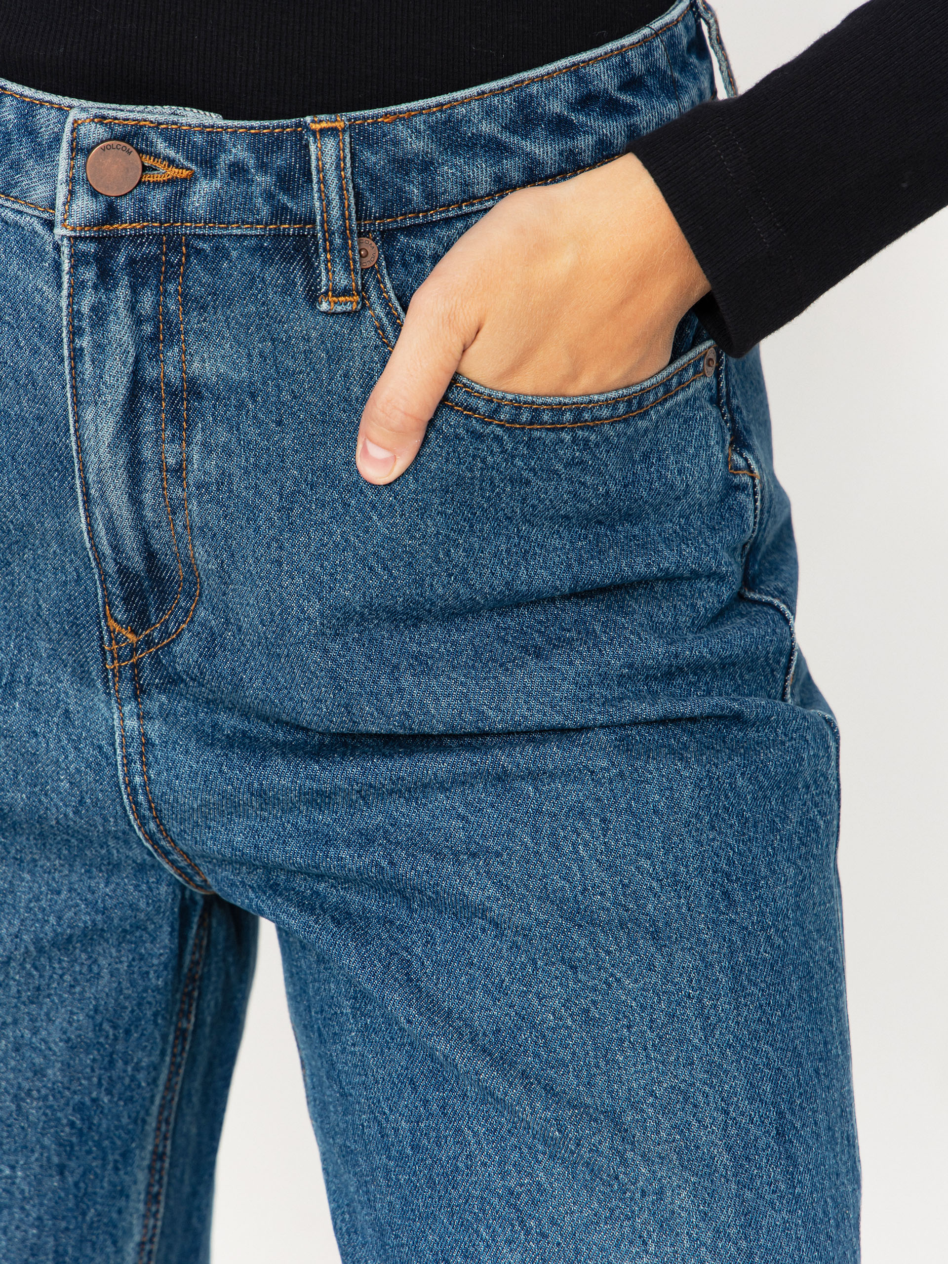 Nohavice Volcom Stoned Bf Hirise Wmn (indigo ridge wash)