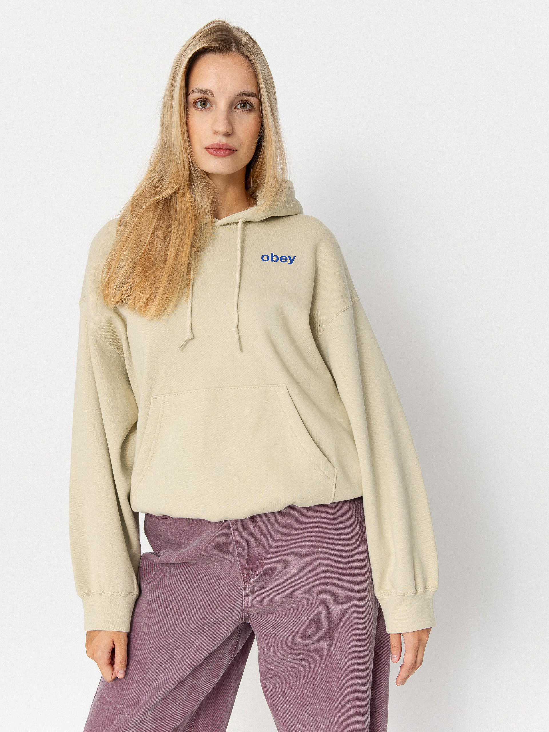 Mikina s kapucňou OBEY Time Baggy Relaxed HD Wmn (sand)