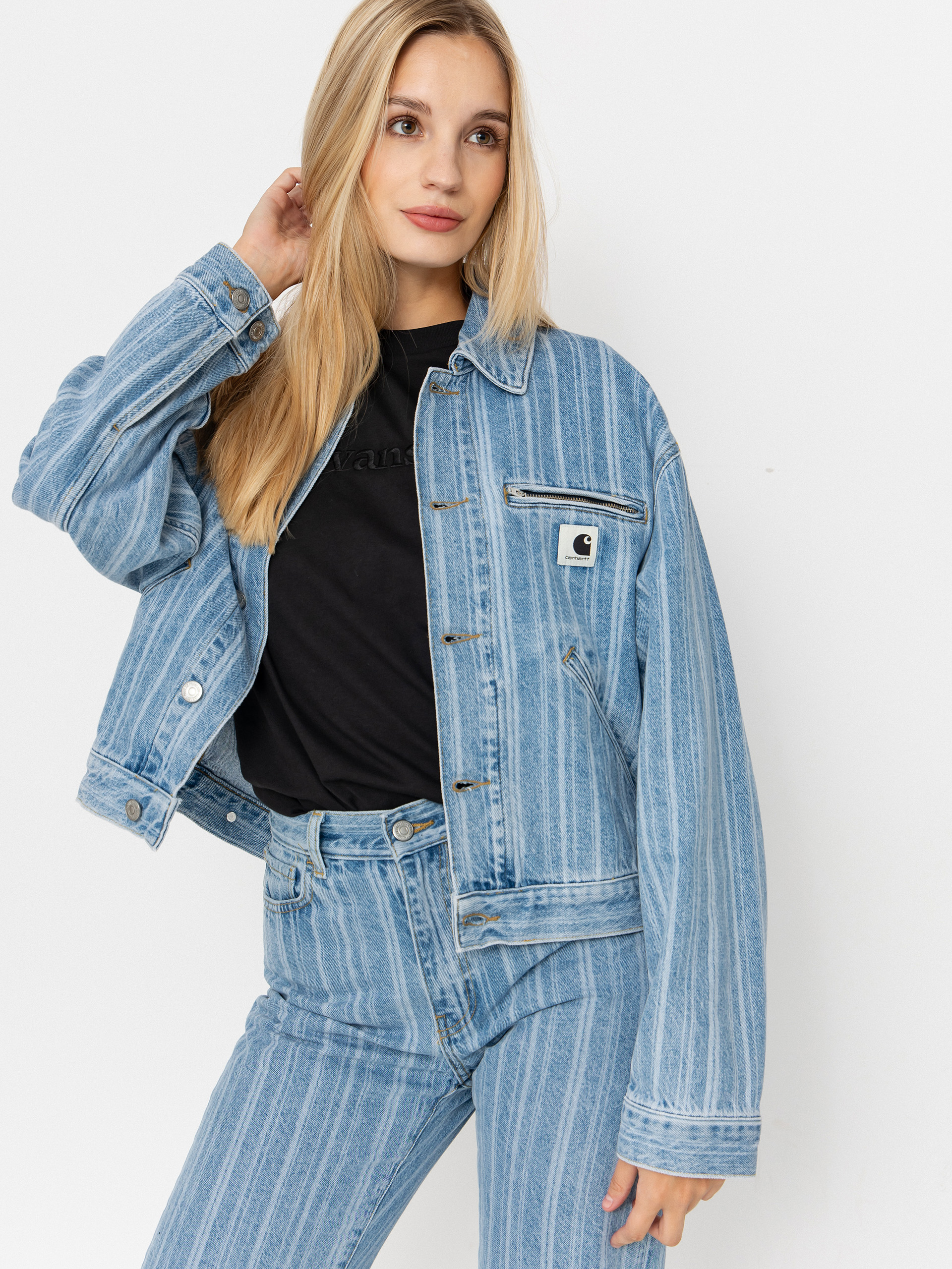 Nohavice Carhartt WIP Rylan Wmn (rylan stripe/blue/stone bleached)