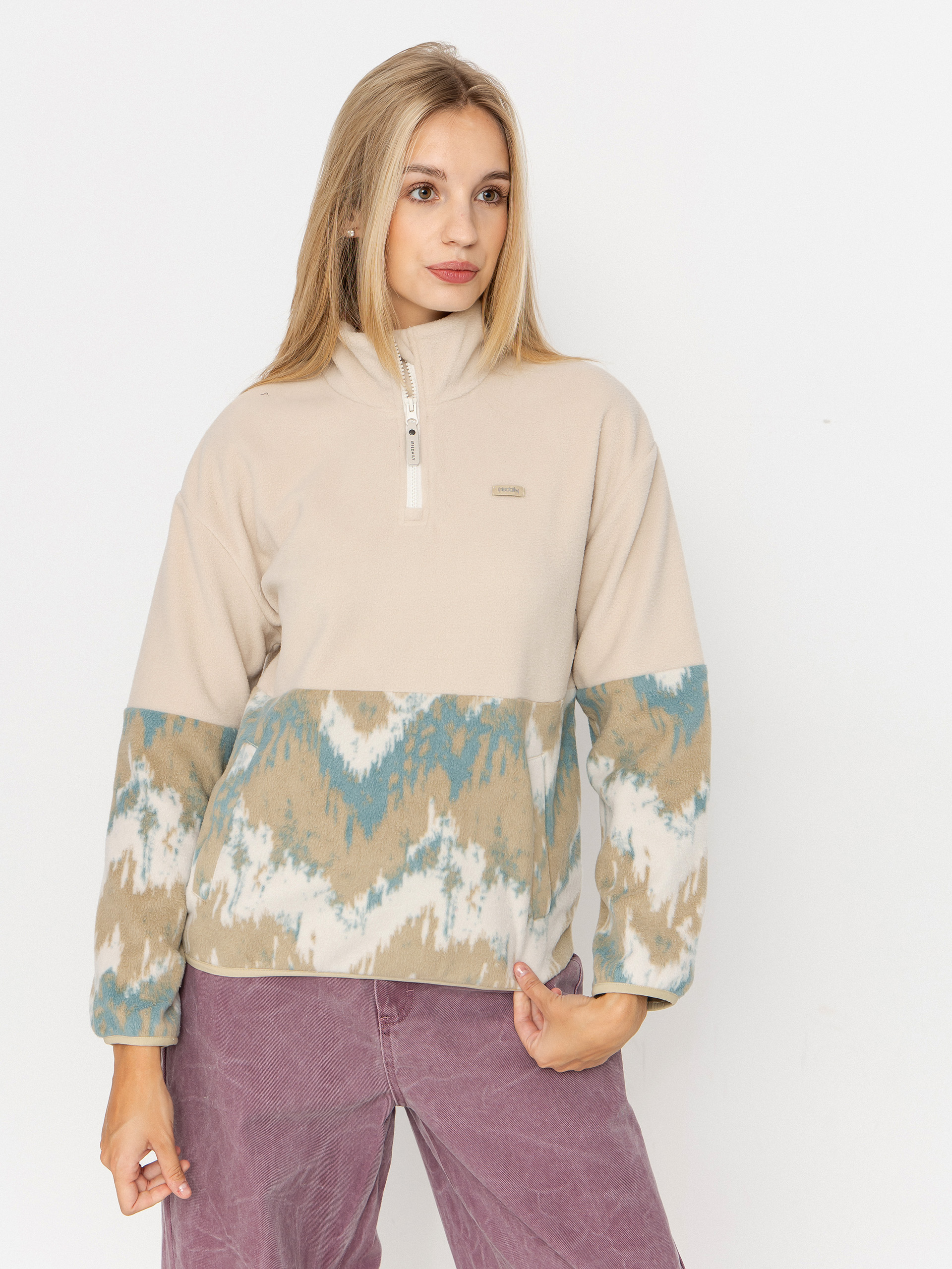 Flísová mikina Iriedaily Half Indi Troyer Wmn (khaki grey)