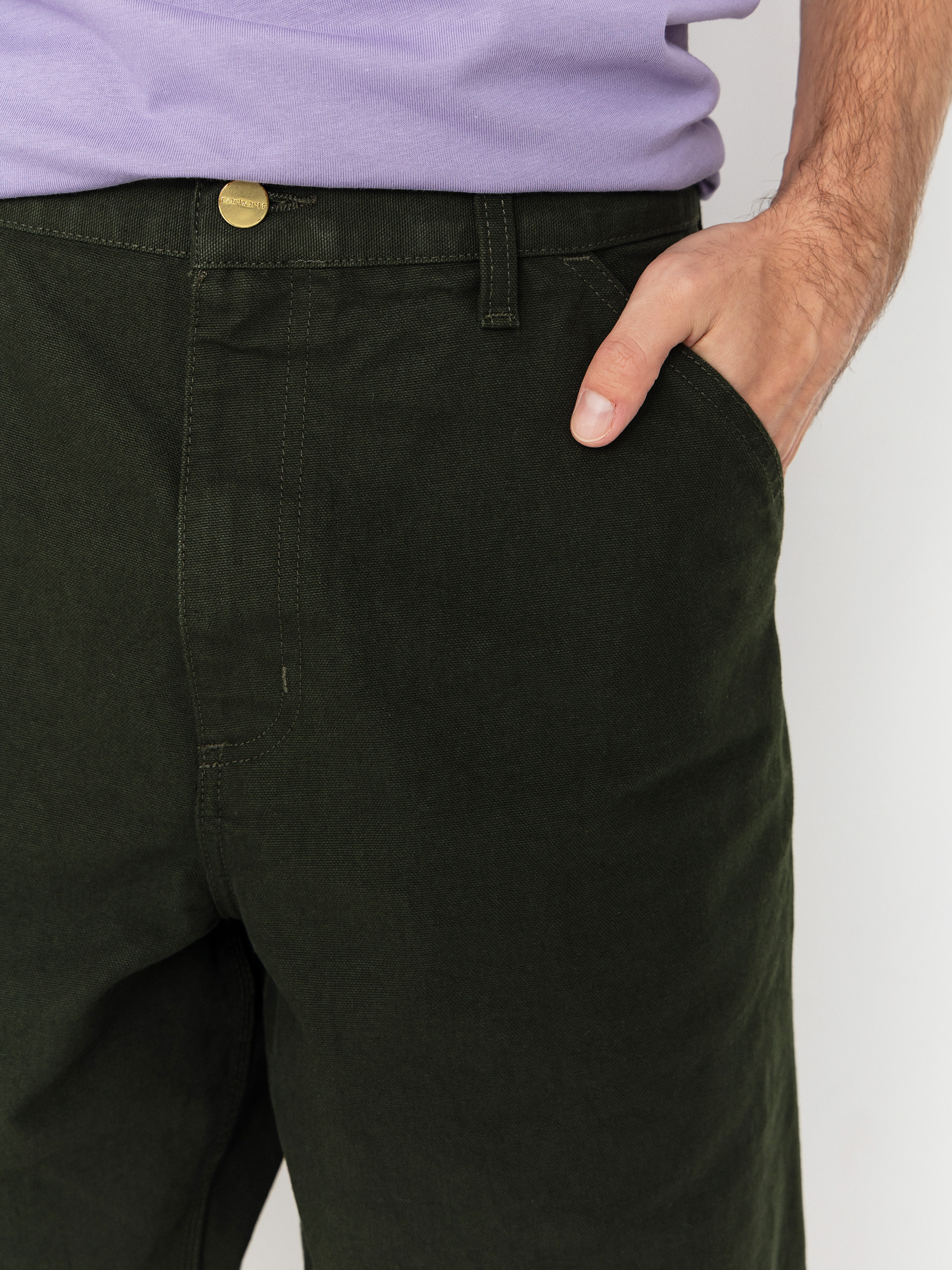 Nohavice Carhartt WIP Single Knee (olive/rinsed)