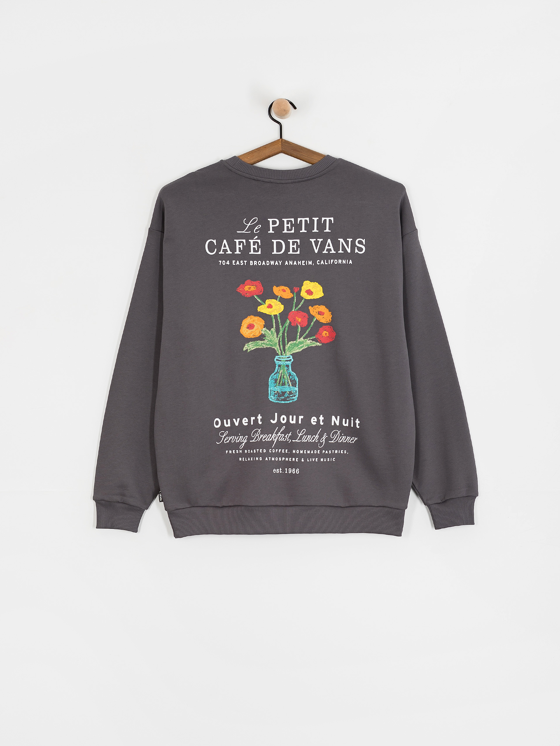 Mikina s kapucňou Vans Cafe Vans Os HD Wmn (mountain essentials asphalt)