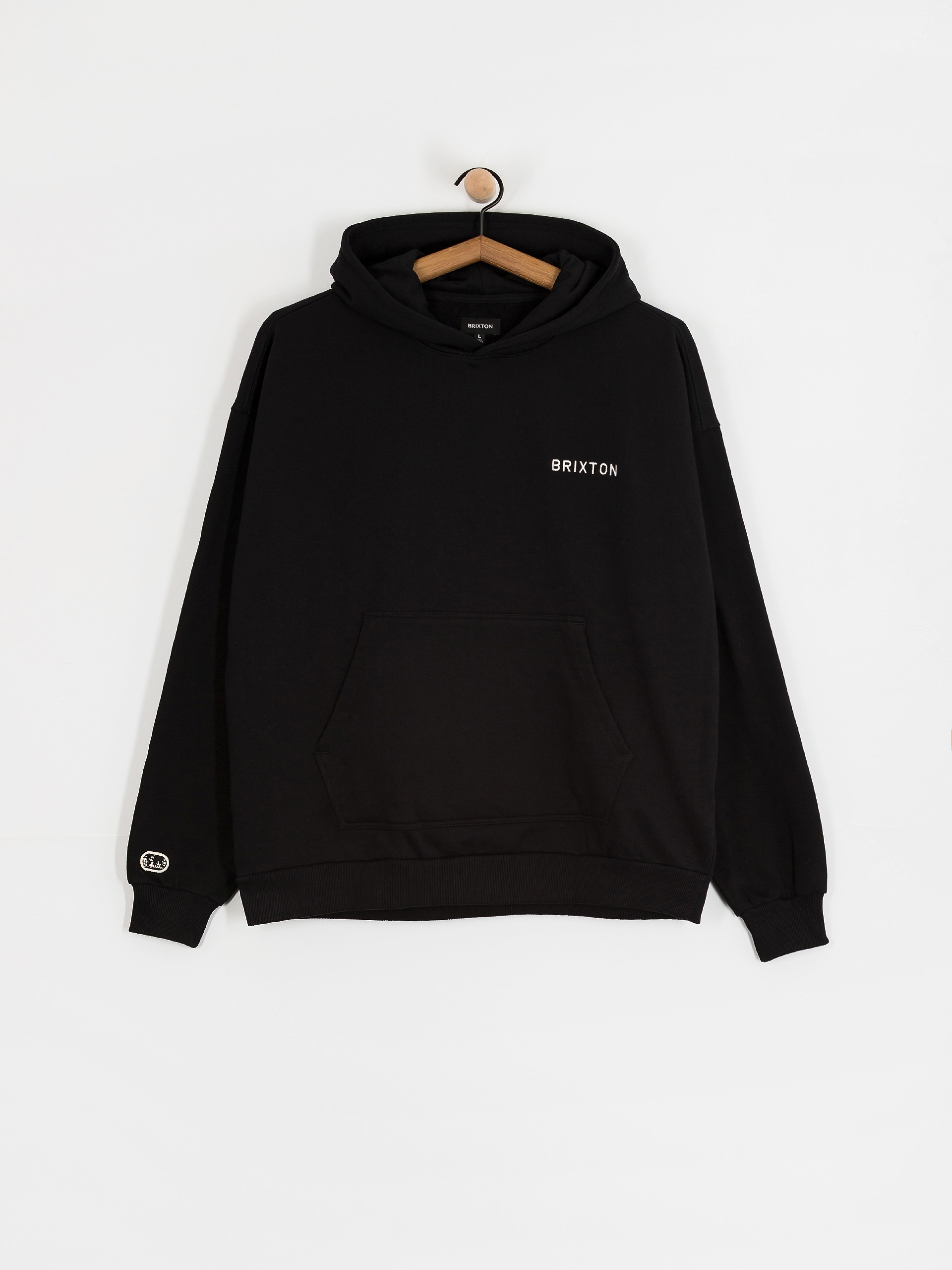 Mikina s kapucňou Brixton Embroidered Heavy Weight HD (black)