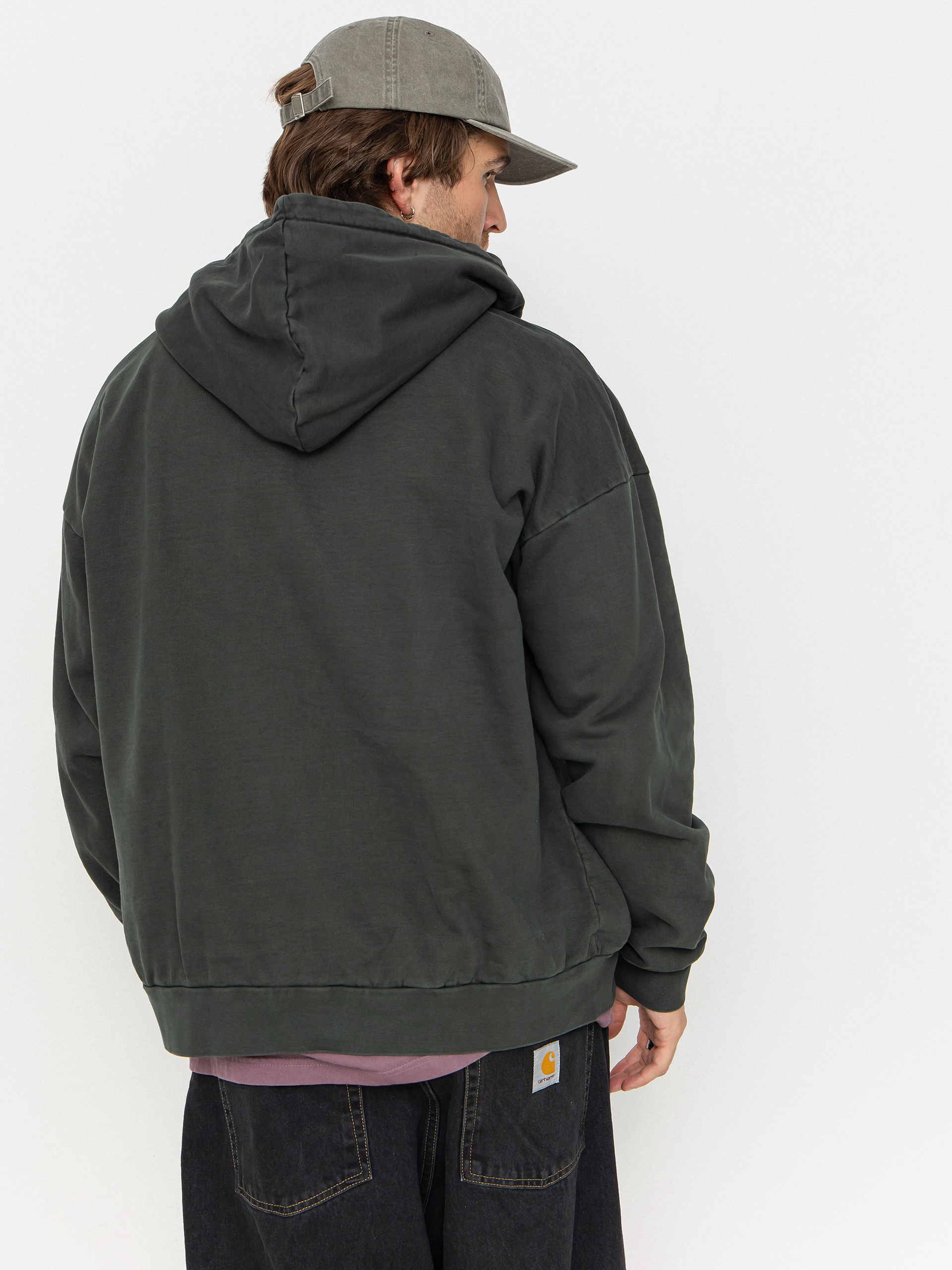 Mikina s kapucňou OBEY Lowercase Pigment ZHD (pigment pirate black)