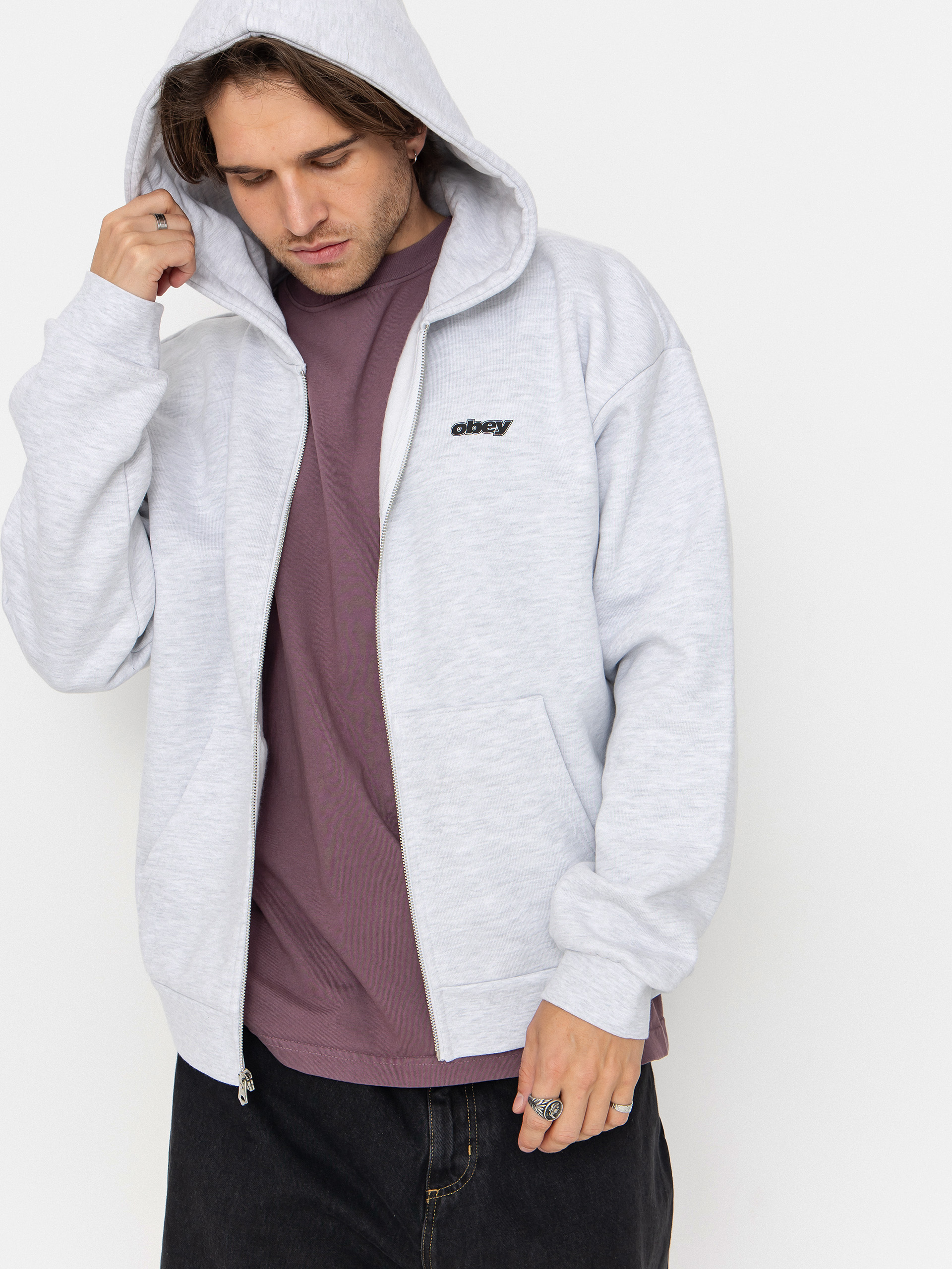 Mikina s kapucňou OBEY Gaze Extra Heavy ZHD (ash grey)