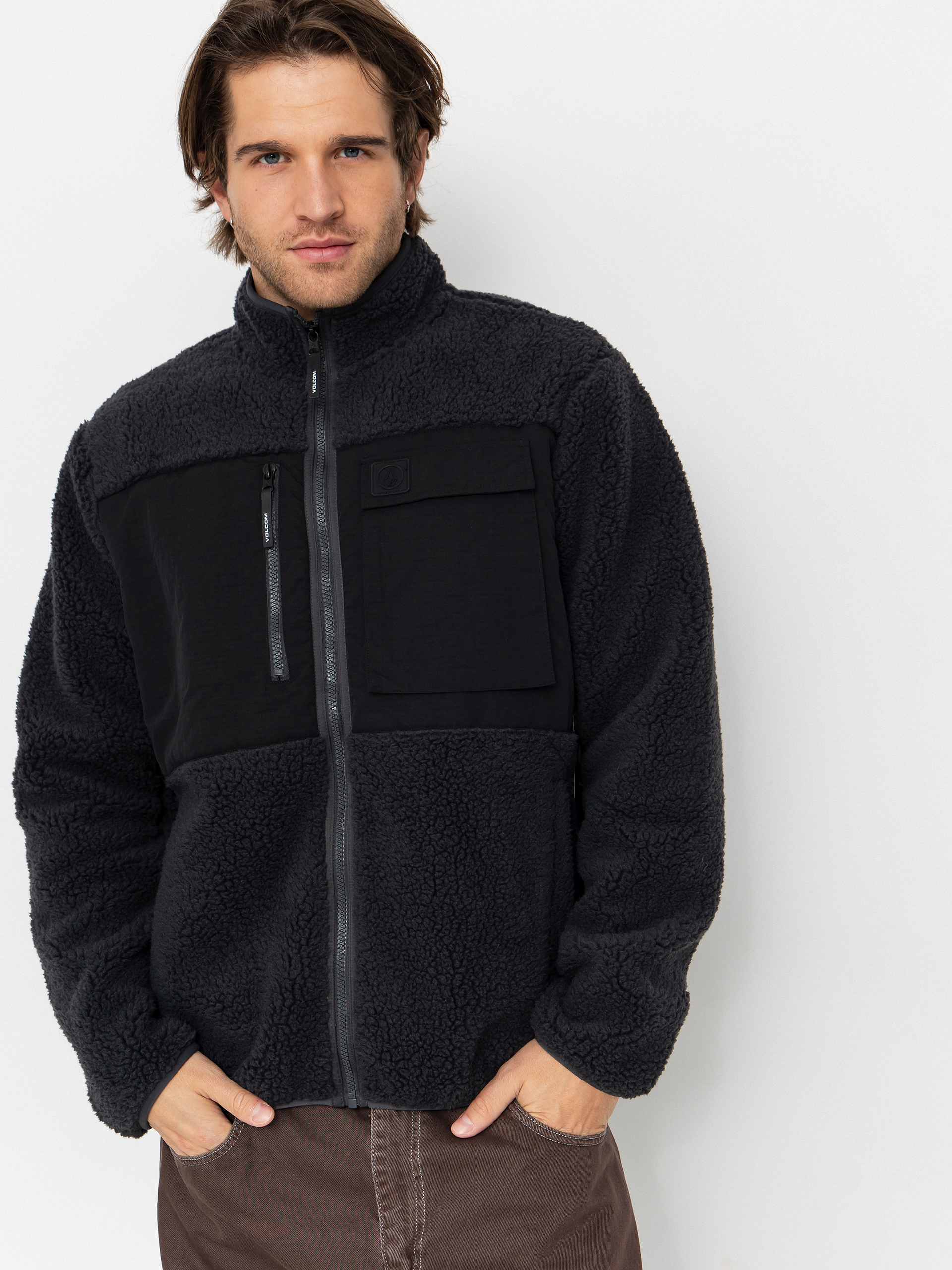 Mikina s kapucňou Volcom Storm Stone ZHD (asphalt black)