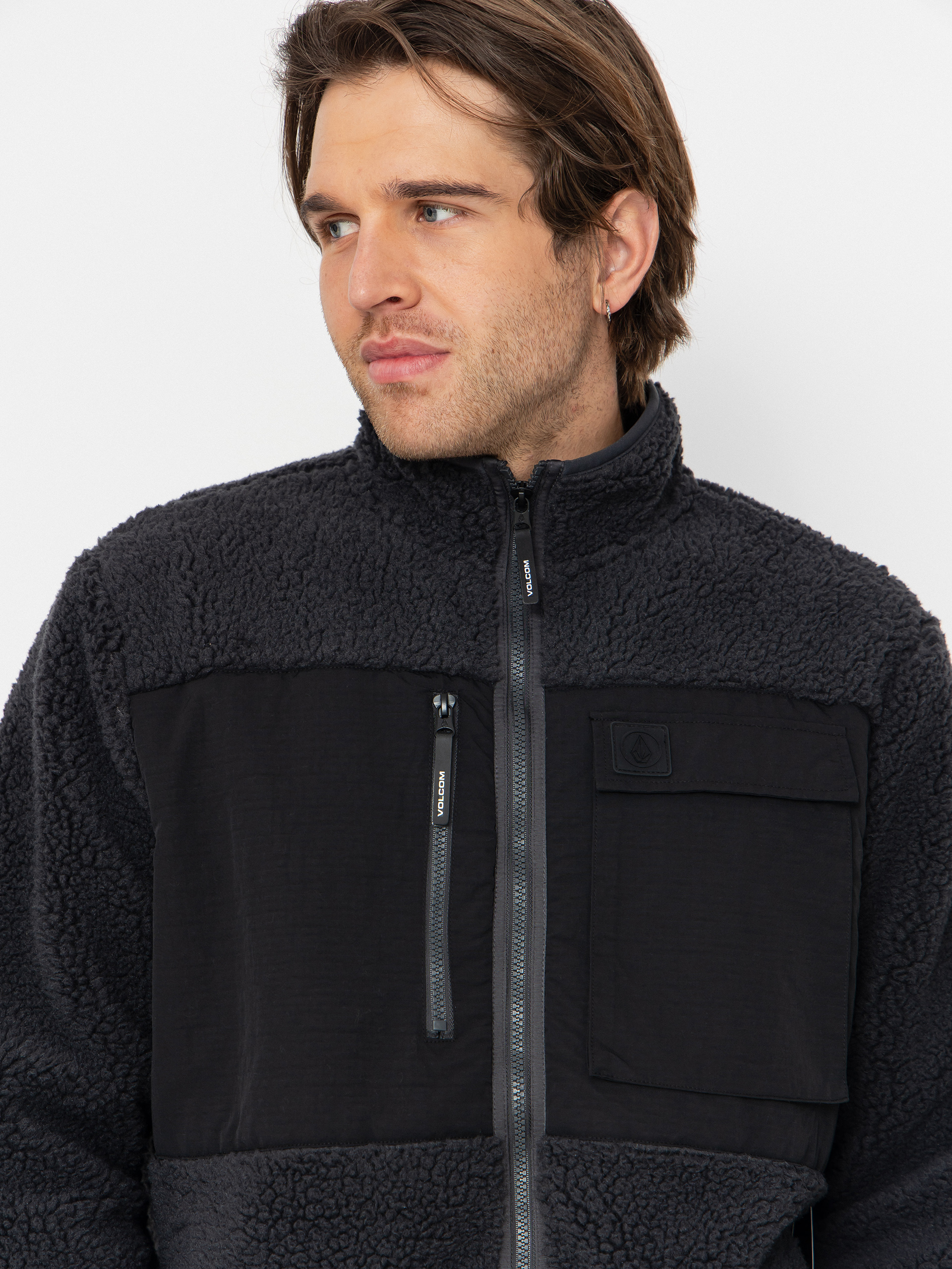 Mikina s kapucňou Volcom Storm Stone ZHD (asphalt black)