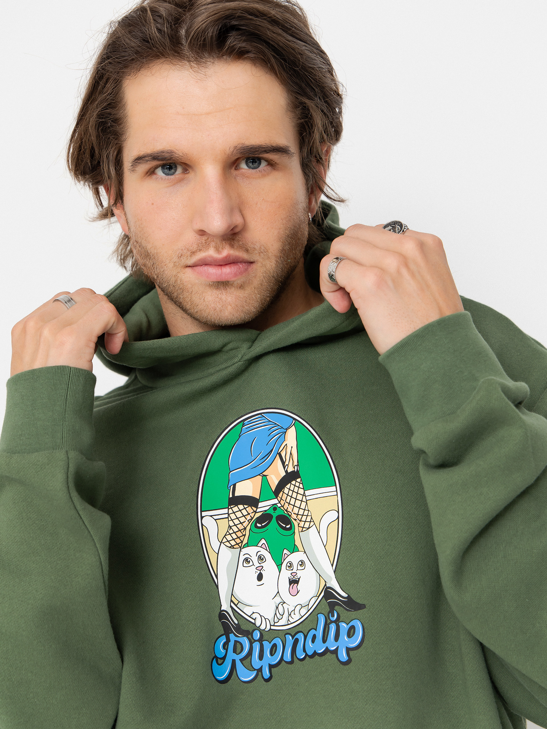 Mikina s kapucňou RipNDip Nermal Fest HD (light olive)