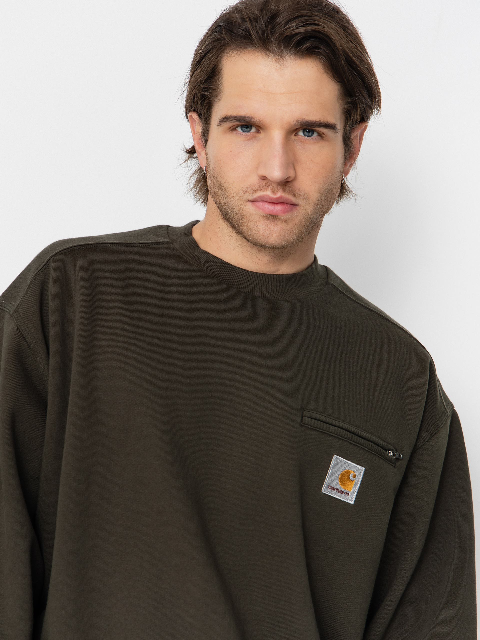 Mikina Carhartt WIP Detroit (olive/stone washed)