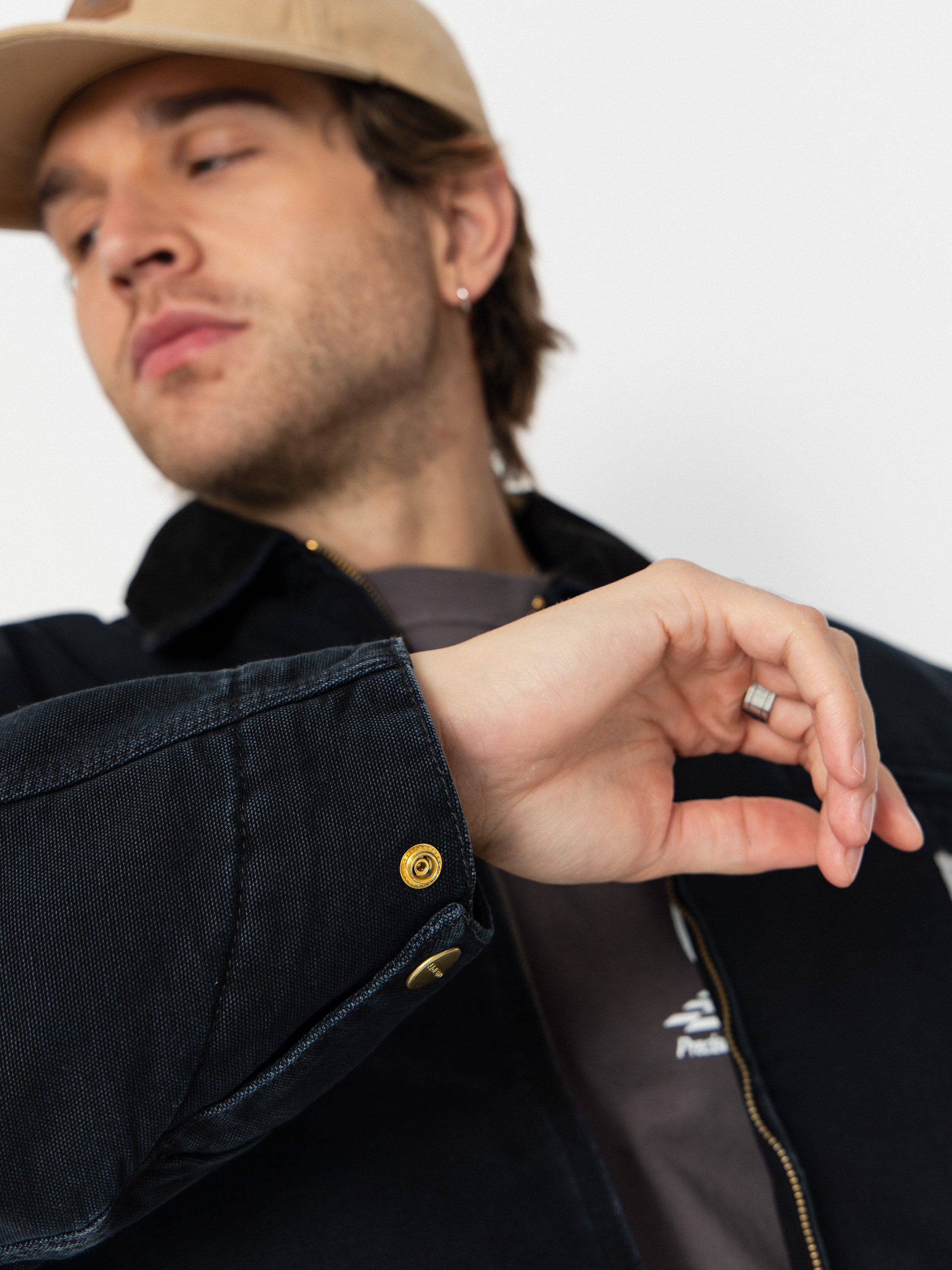 Bunda Carhartt WIP OG Detroit (black/black/stone canvas)