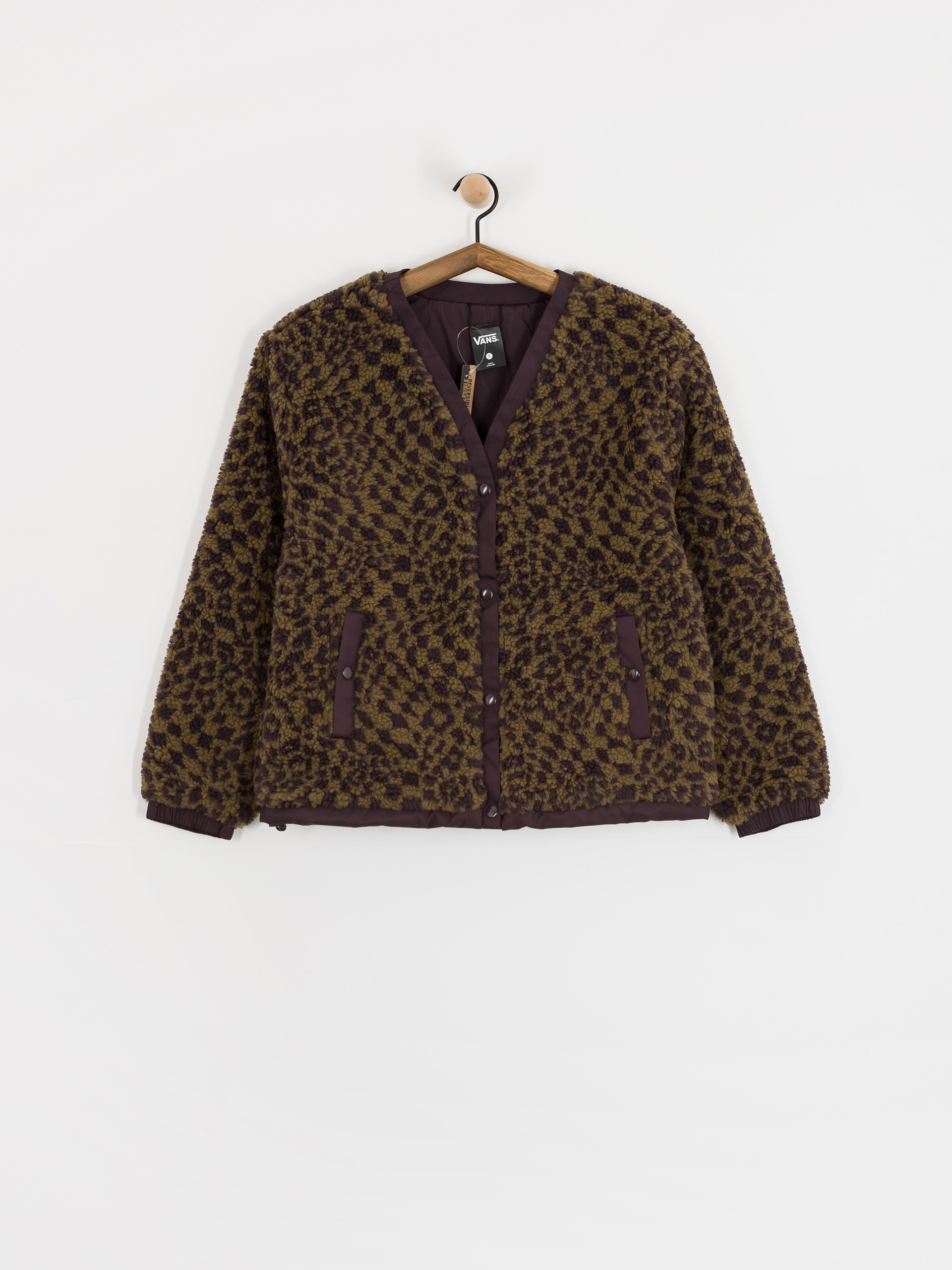 Kabát Vans Suffolk Cheetah Check Pile Coat Wmn (dark port)
