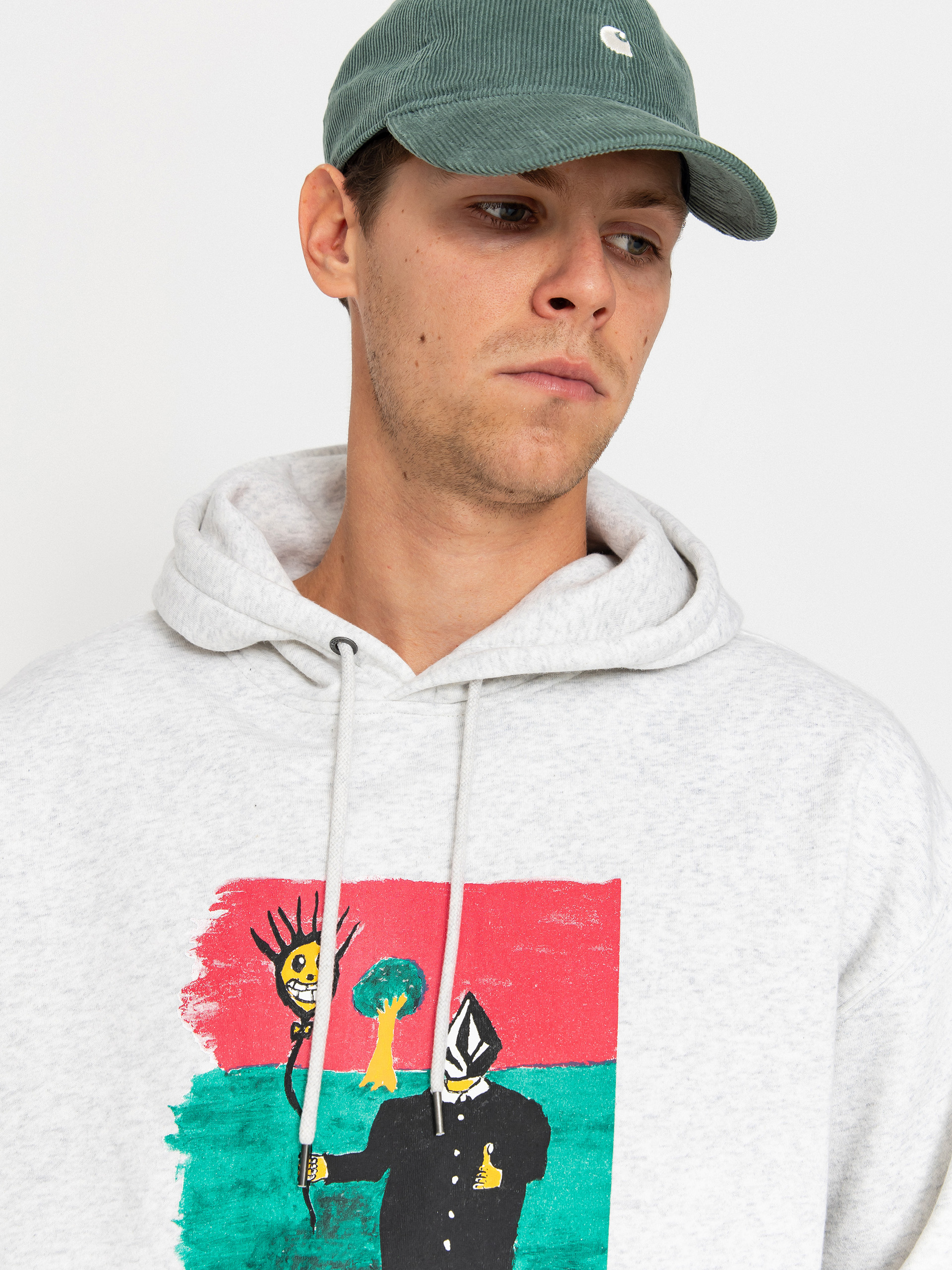 Mikina s kapucňou Volcom Issam HD (bone heather)
