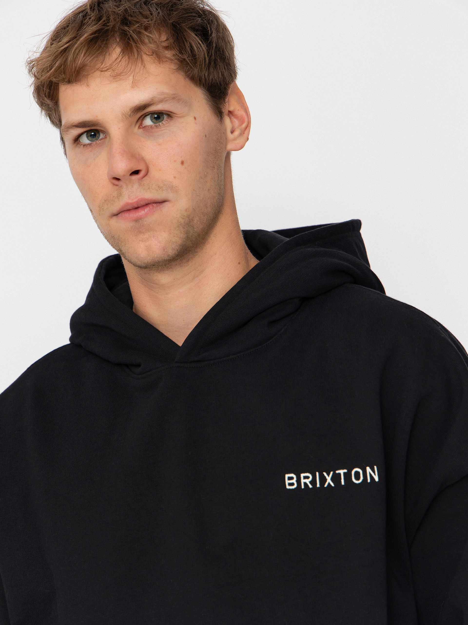 Mikina s kapucňou Brixton Embroidered Heavy Weight HD (black)