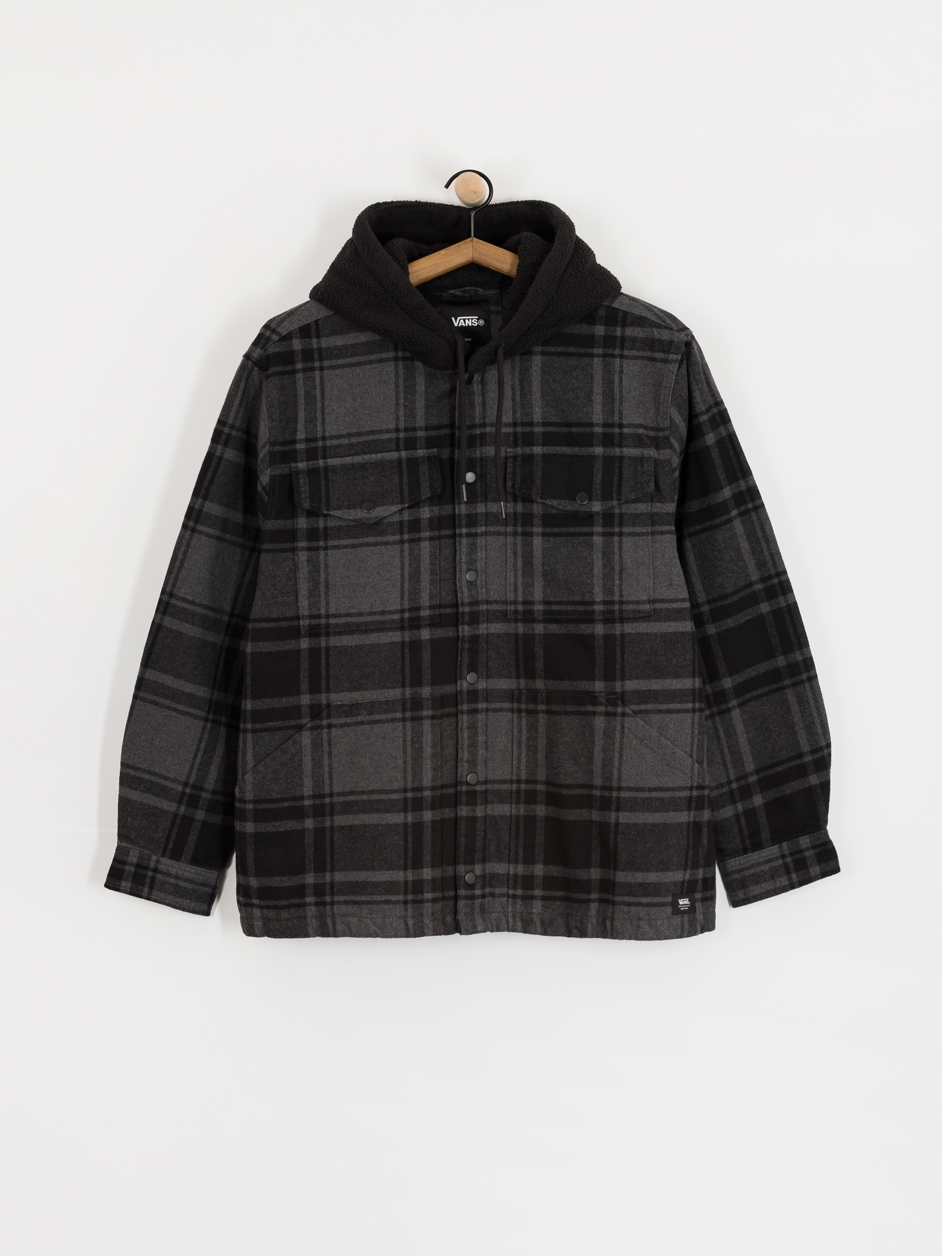Košeľa Vans Piedmont Hooded Plaid Shacket (black/asphalt heather)