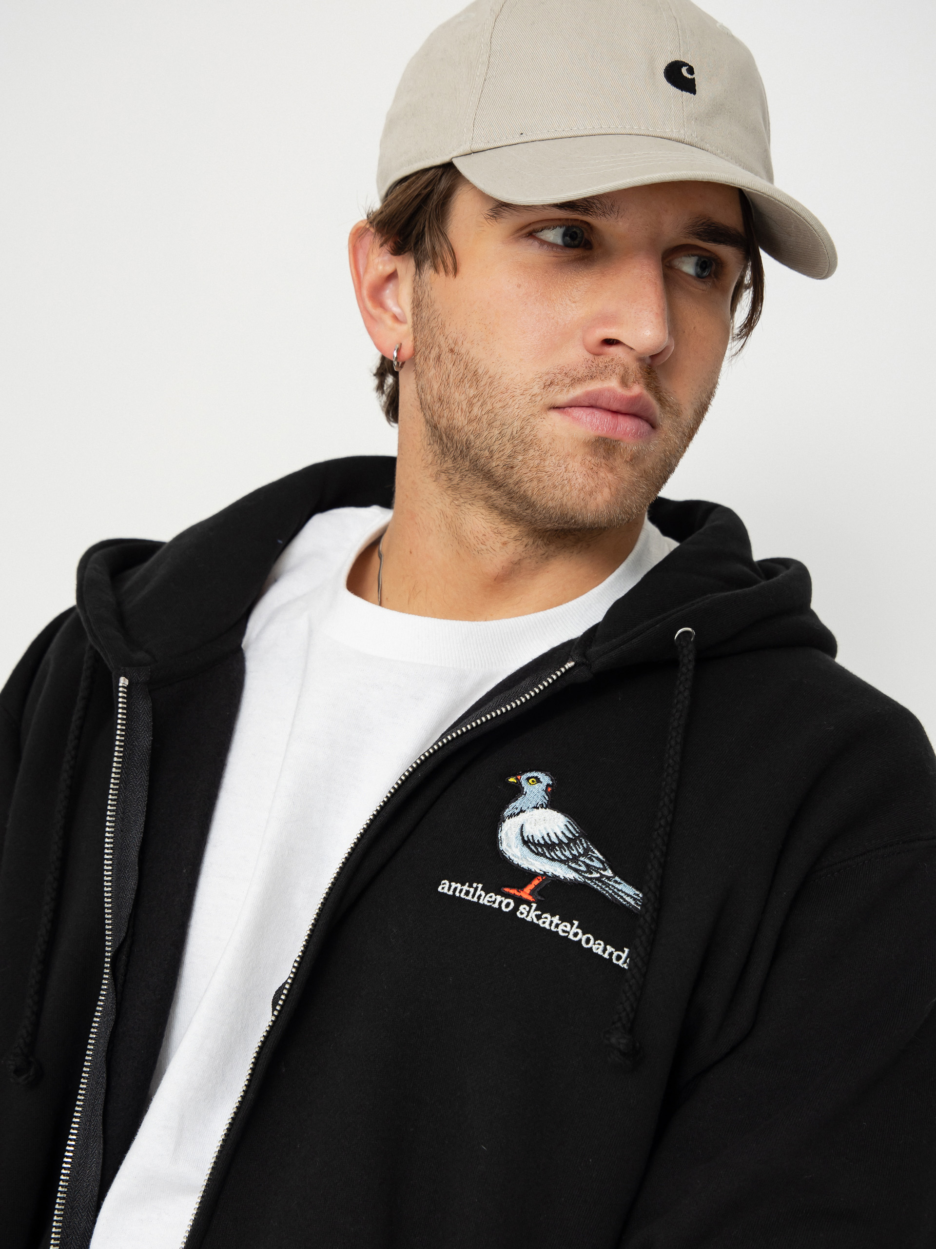 Mikina s kapucňou Antihero Lil Pigeon Emb ZHD (black w/multi color embroidery)