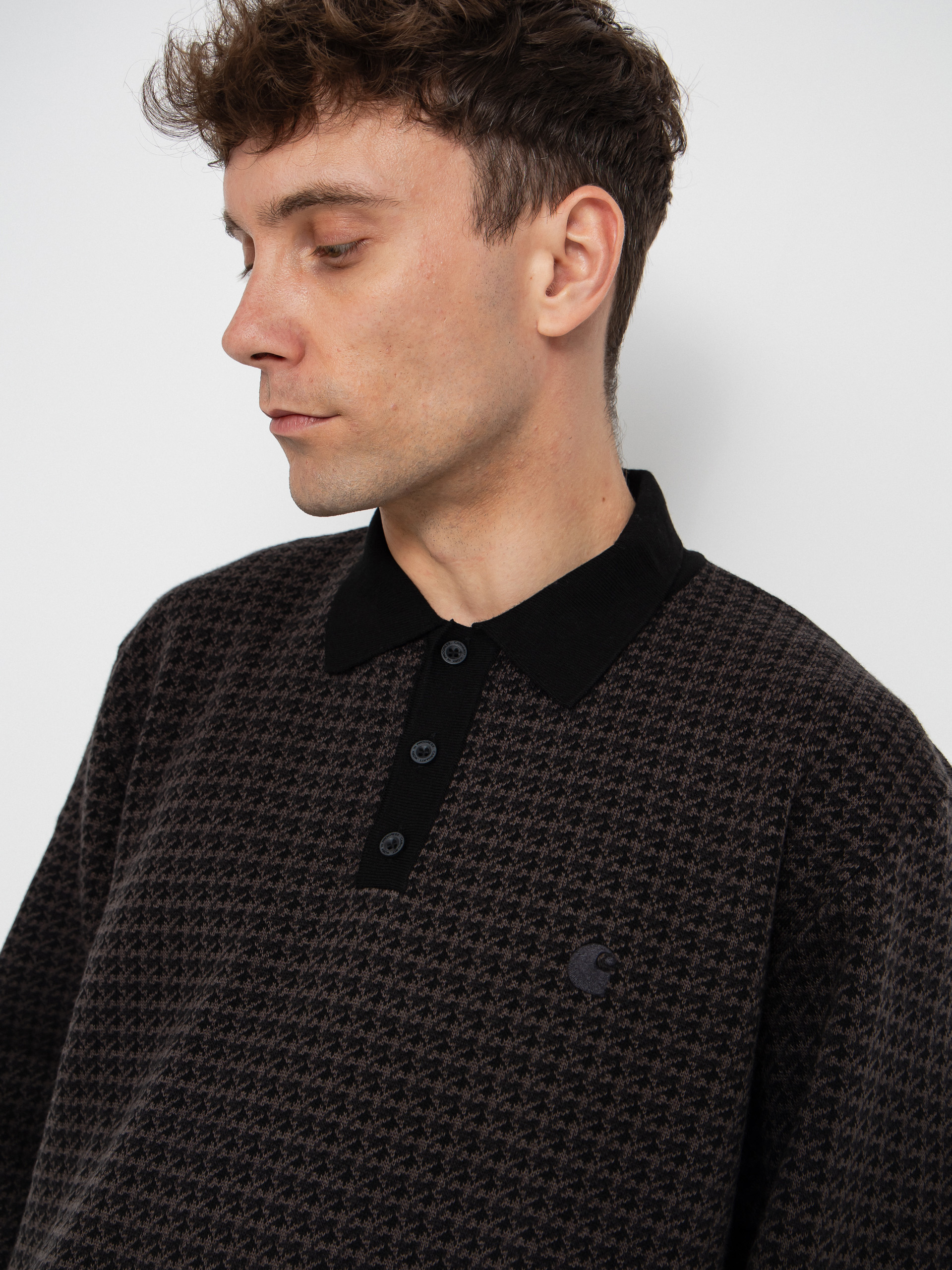 Sveter Carhartt WIP Lowis Polo (lowis houndstooth/vitola heather)