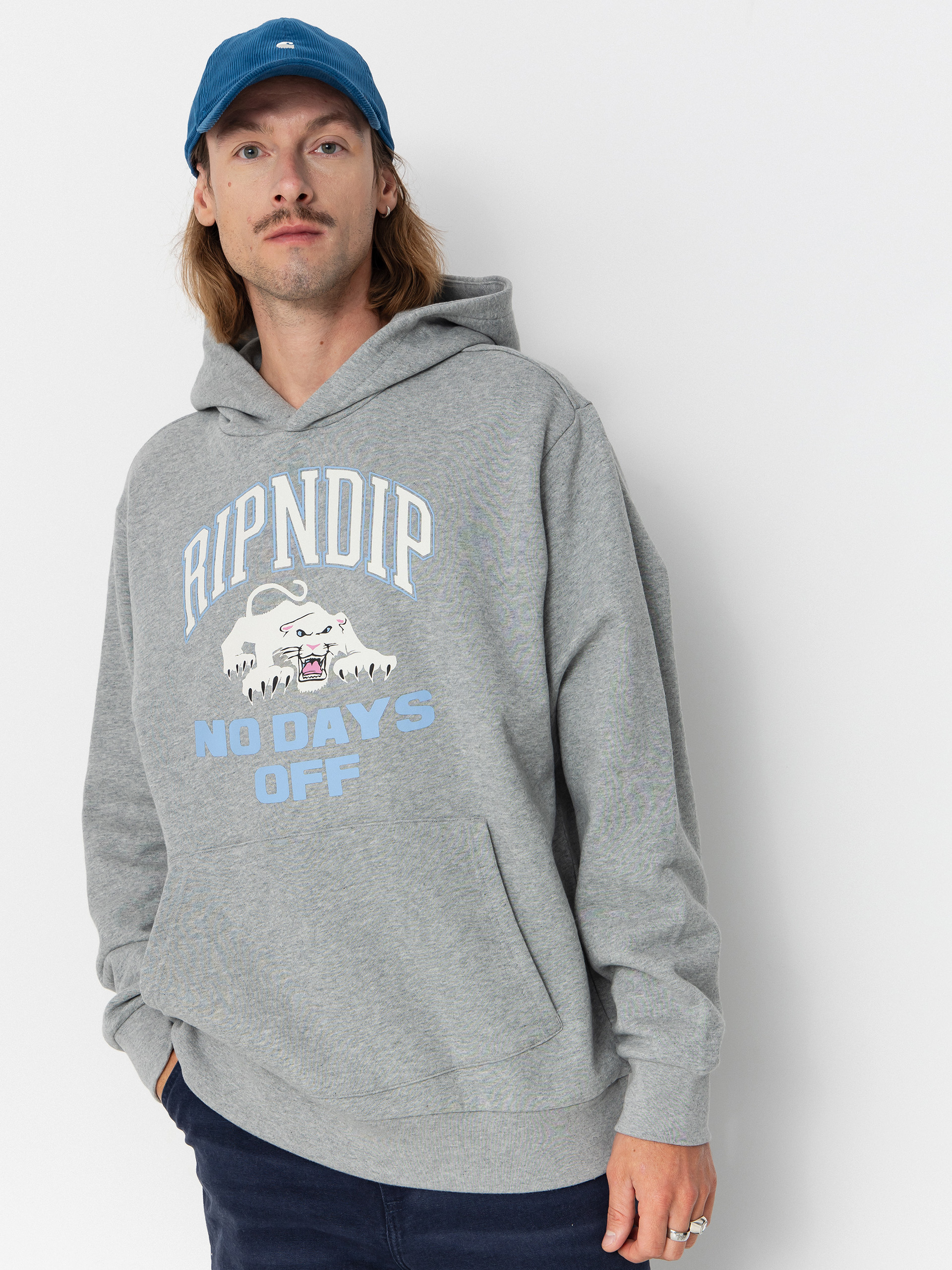 Mikina s kapucňou RipNDip White Panther HD (heather grey)