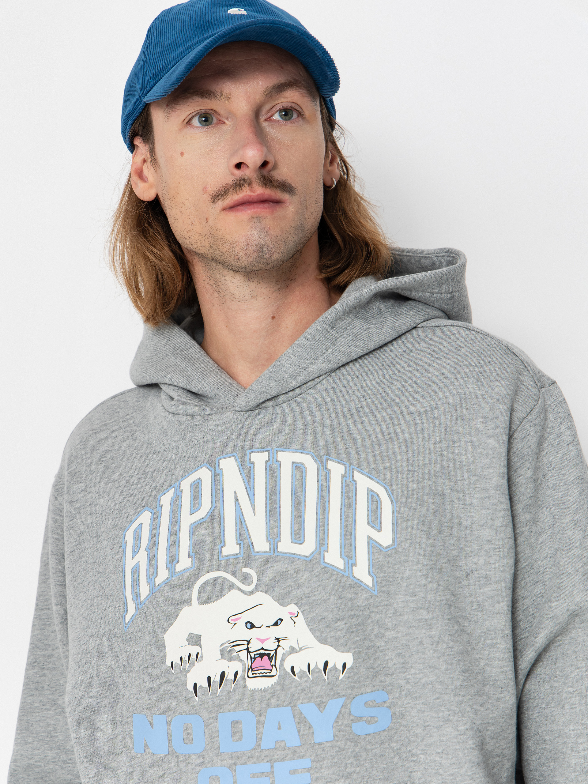 Mikina s kapucňou RipNDip White Panther HD (heather grey)