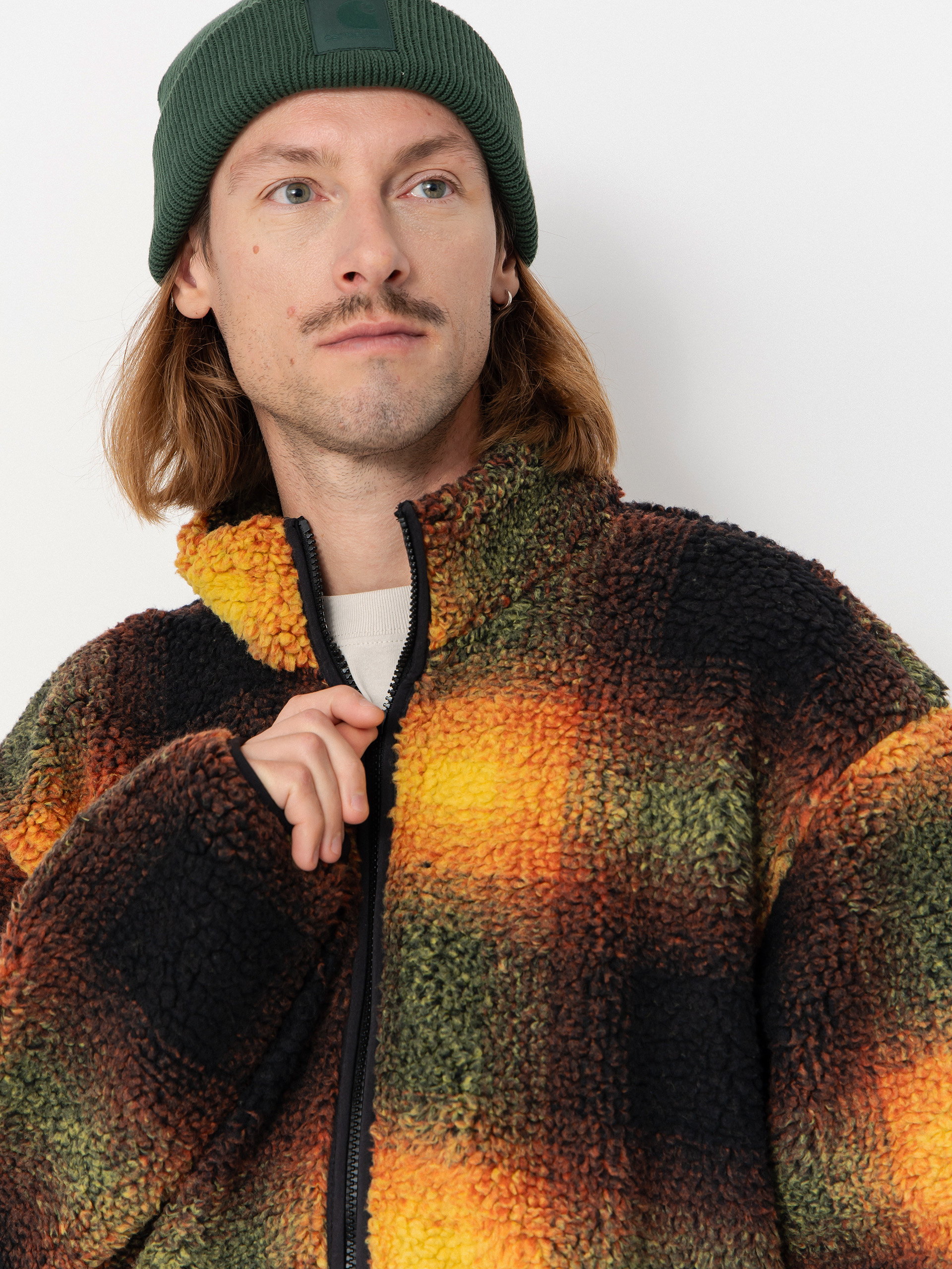 Pánsky Flísová mikina Vans Heights Sherpa Full Zip (black/herritage mustard)