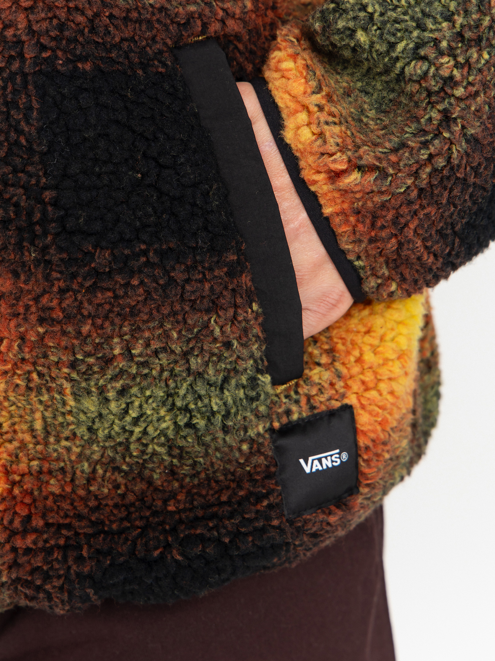 Pánsky Flísová mikina Vans Heights Sherpa Full Zip (black/herritage mustard)